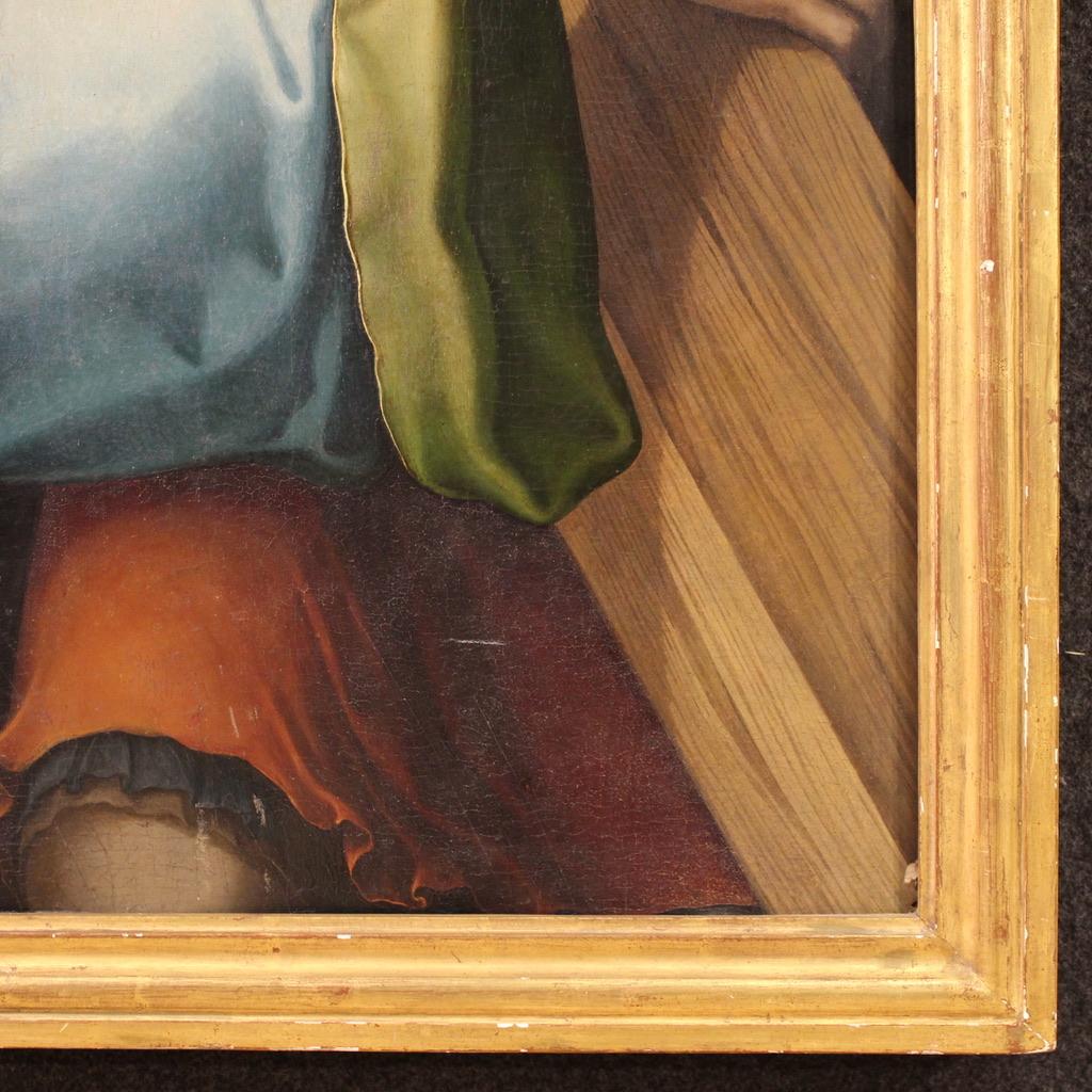 17th Century Oil on Panel Italian Religious Painting Christ Carrying the Cross in vendita 3