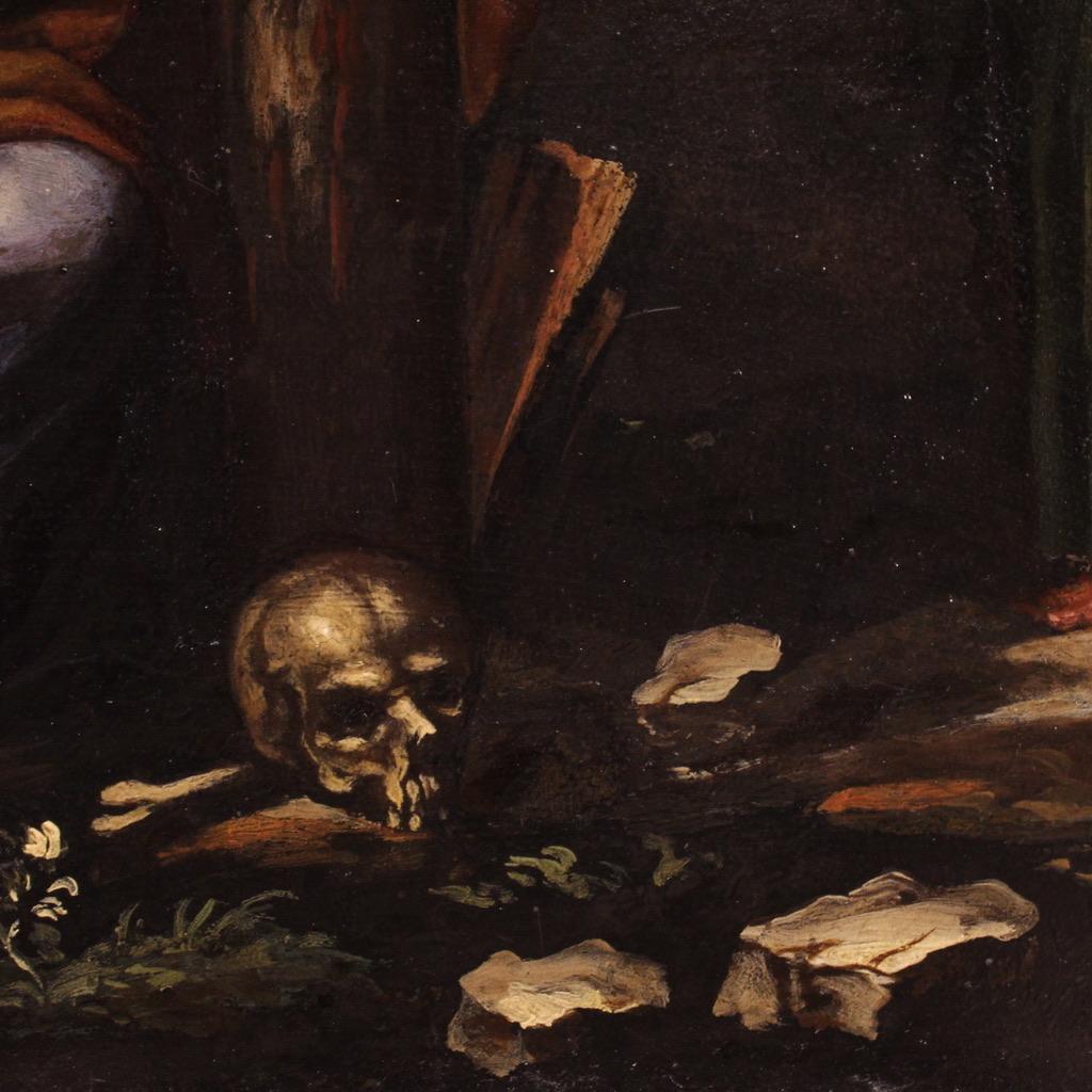 siglo XVII Óleo sobre Pizarra Pintura Religiosa Antigua Italiana Crucifixión, 1670 6
