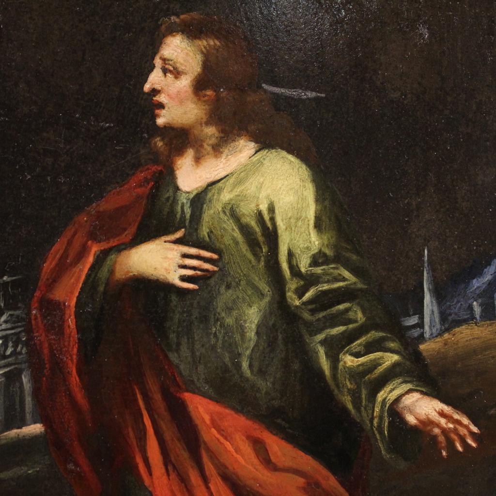 siglo XVII Óleo sobre Pizarra Pintura Religiosa Antigua Italiana Crucifixión, 1670 8