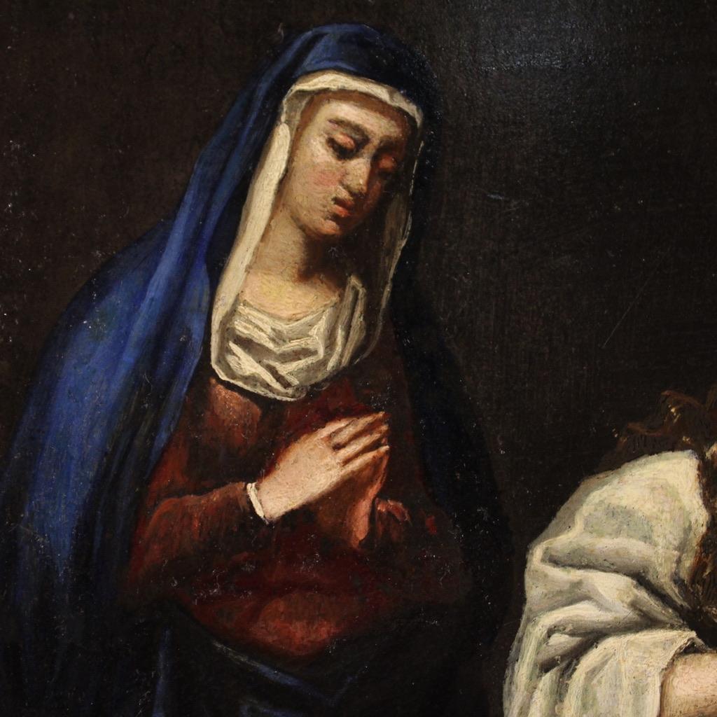 siglo XVII Óleo sobre Pizarra Pintura Religiosa Antigua Italiana Crucifixión, 1670 11