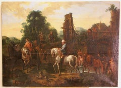 17th Century, Old Master Painting, Oil on Canvas, "The Rest with the Horses".