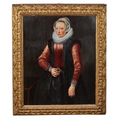 Antique 17th Century Portrait in Period Frame