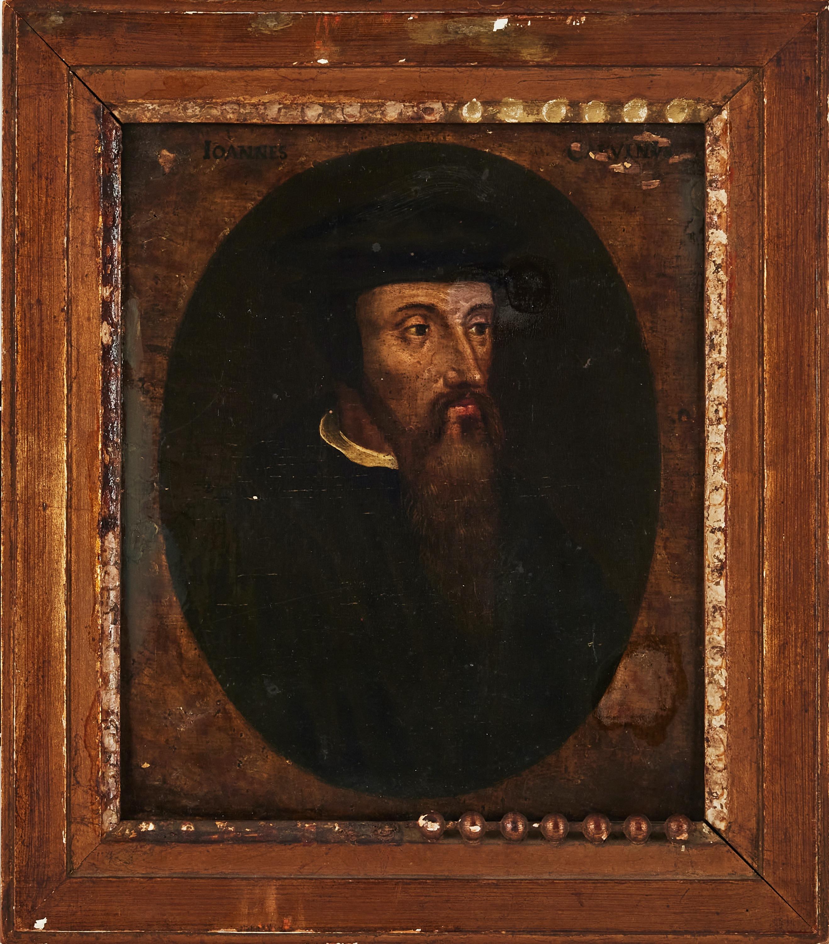 A Rare 17th-Century Portrait of John Calvin
This small interesting portrait, of John Calvin (1509–1564) offers a rare glimpse into the enduring legacy of the French-Swiss reformer. Painted by an anonymous artist, it dates back to the 17th century