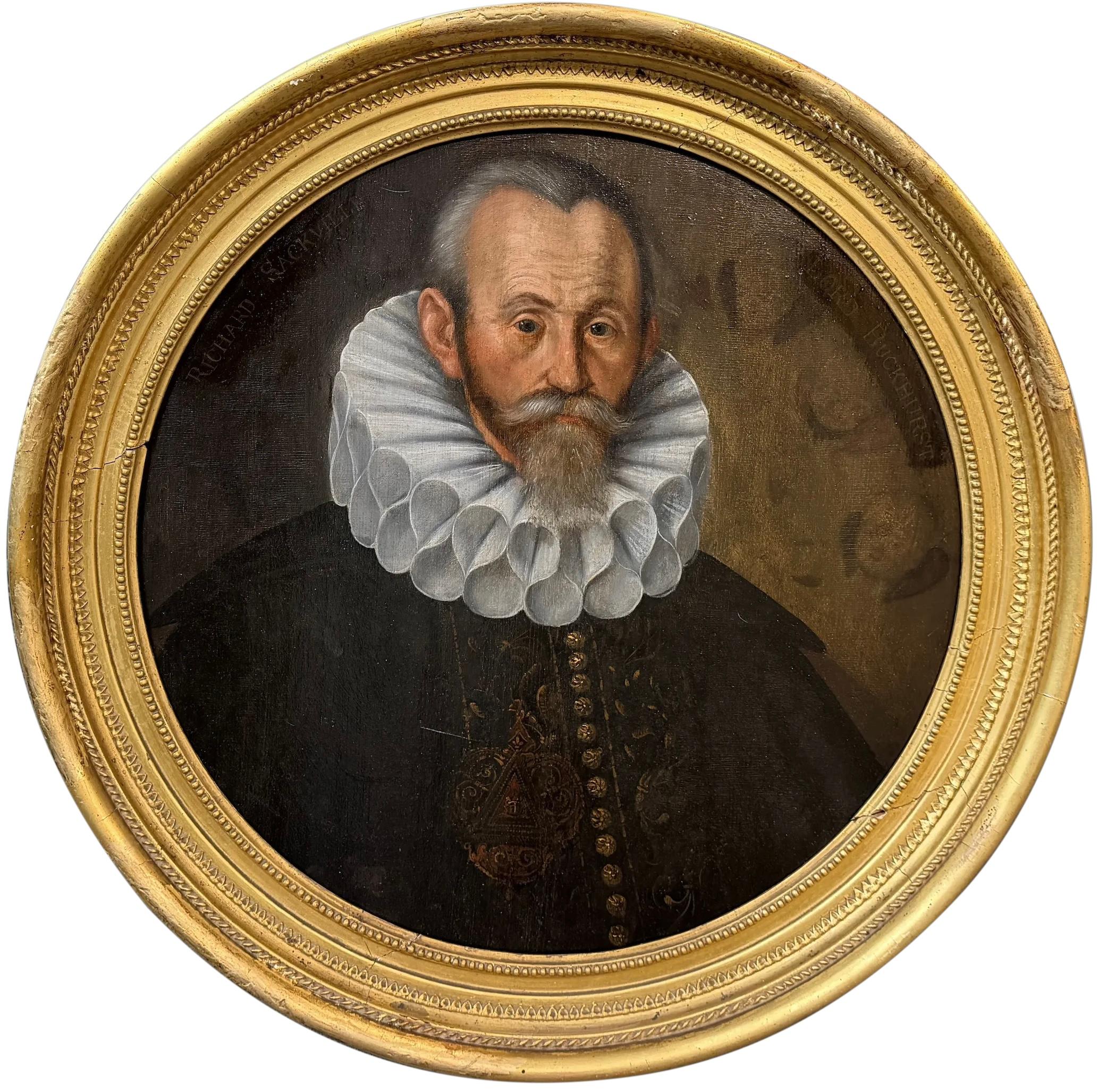 Portrait anglais de Richard Sackville, 5e comte de Dorset, datant du XVIIe siècle, de forme ronde