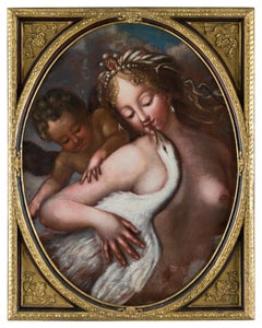 17th century Venetian figure painting - Leda Swan - Oil on canvas Venice Italy