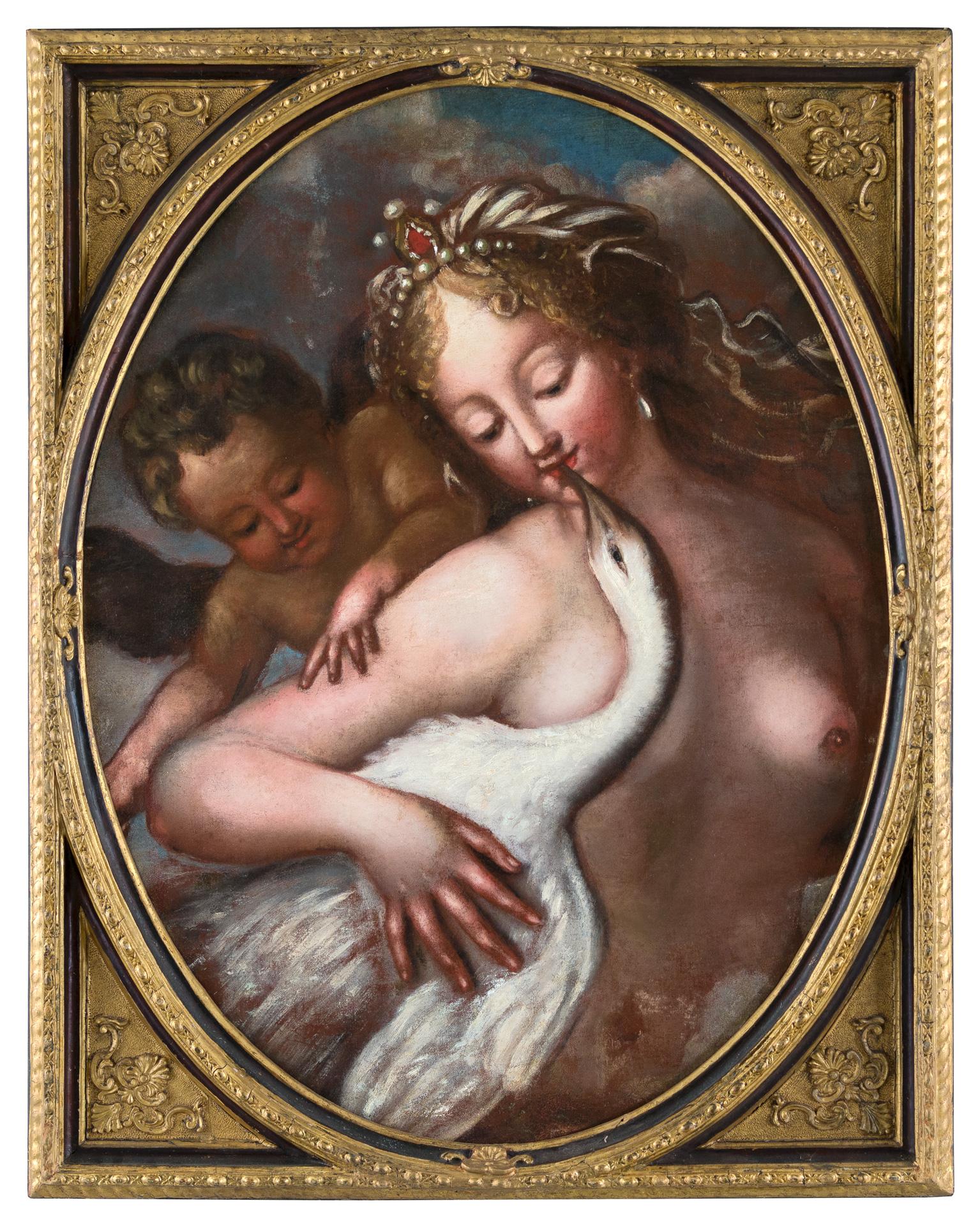 17th century Venetian figure painting - Leda Swan - Oil on canvas Venice Italy