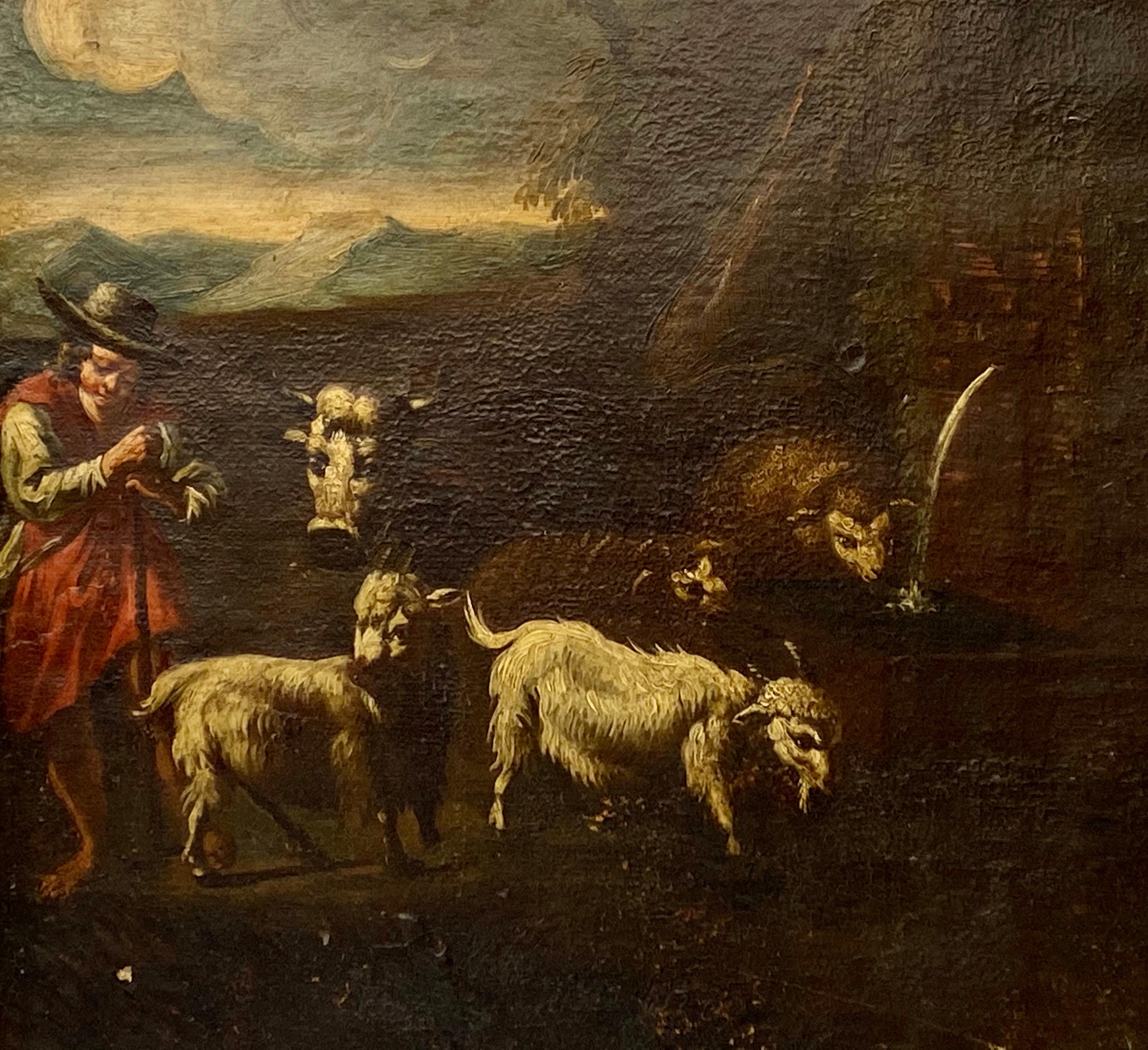 17. bis 18. Jahrhundert „Der Hirte“ Europäisches Ölgemälde eines alten Meisters, 17. bis 18. Jahrhundert (Alte Meister), Painting, von Unknown