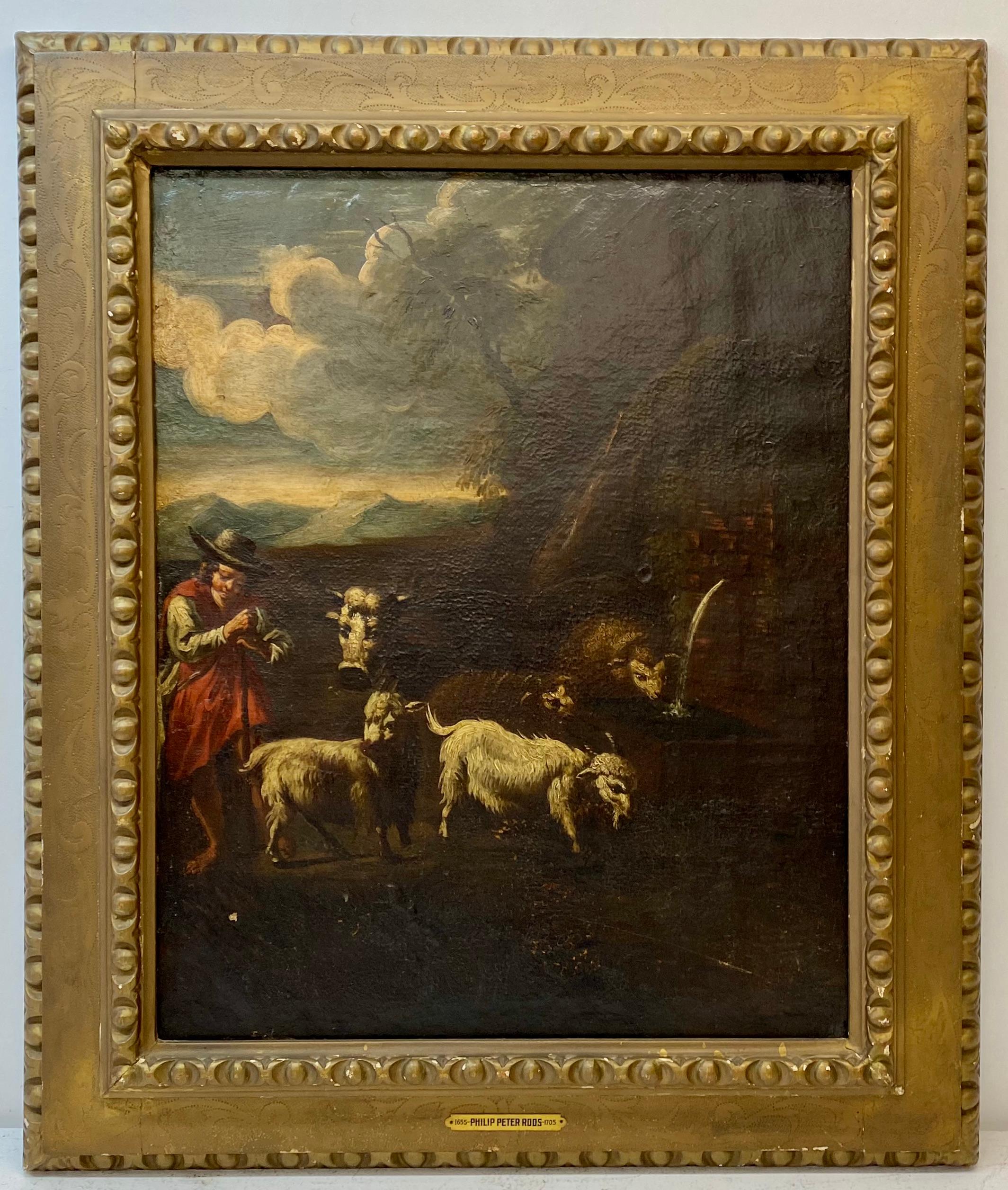 17th to 18th Century "The Shepherd" European Old Master Oil Painting