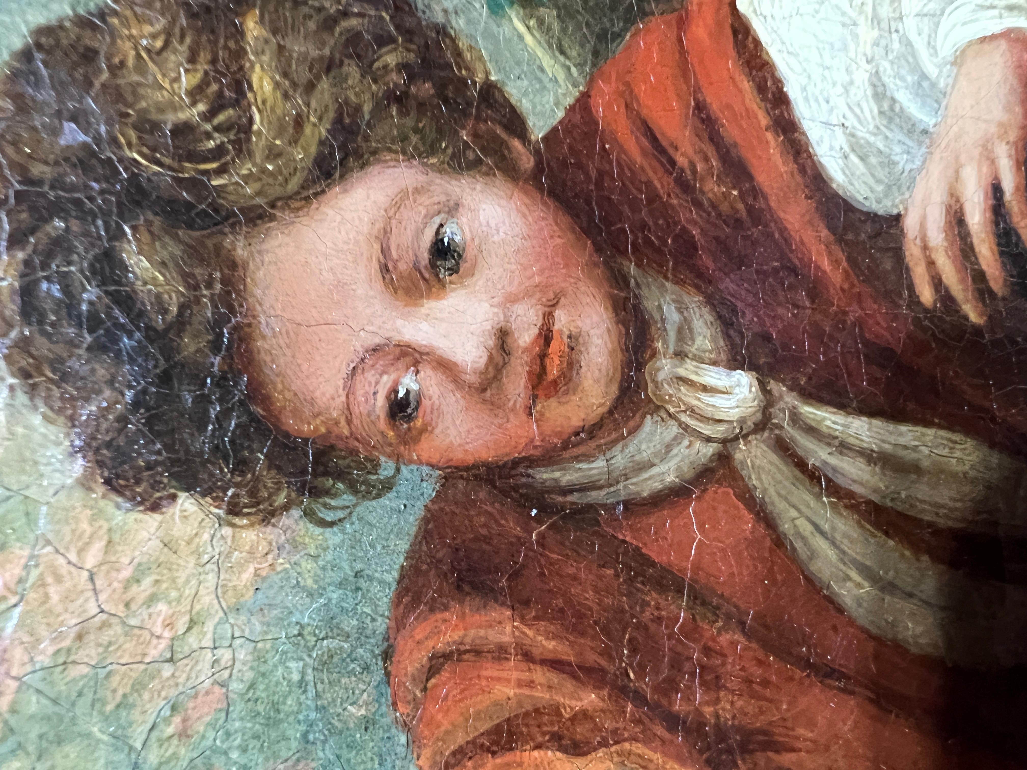 Peinture à l'huile originale française du 18/19e siècle sur toile, rococo, encadrée en vente 6