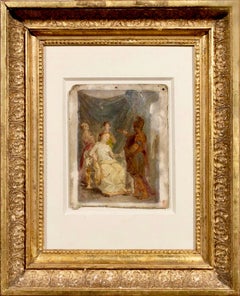 18 / 19th century French mythological oil sketch - Aenas and Dido - Love
