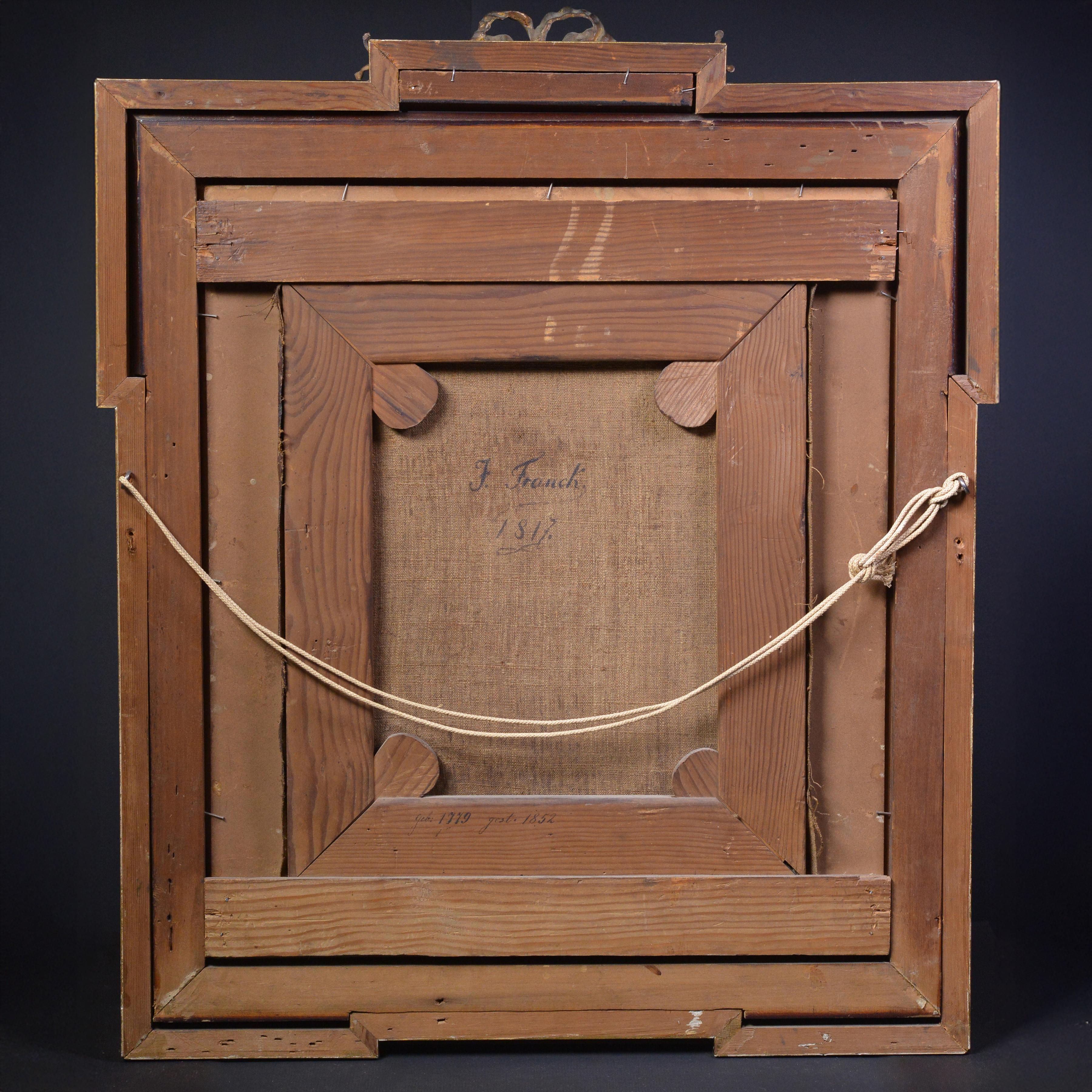 1817 Portrait ovale d'un gentilhomme Huile sur toile Cadre Empire en bronze doré d'origine en vente 1