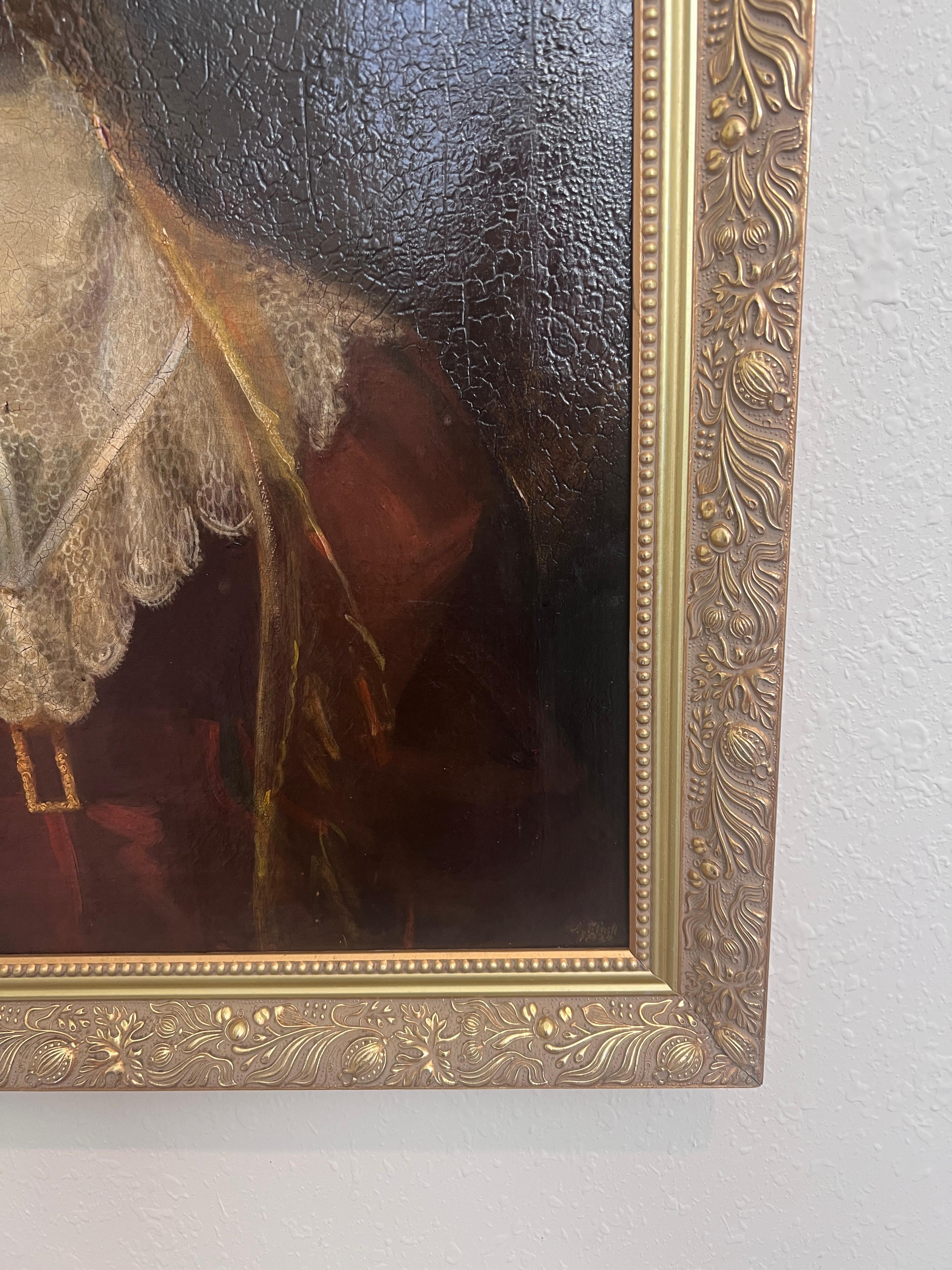1820 Antique British Artist Finch Antico dipinto O/C Ritratto di C.E. Baronessa Bateman in vendita 1