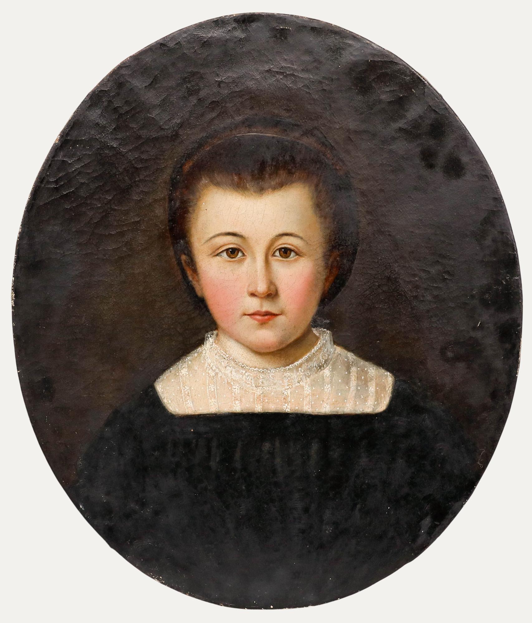 Unknown Portrait Painting - 1830 Oil - Portrait of a Young Girl