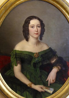 1852 oval Portrait of Marie Potonie (Sievers), Oil Painting