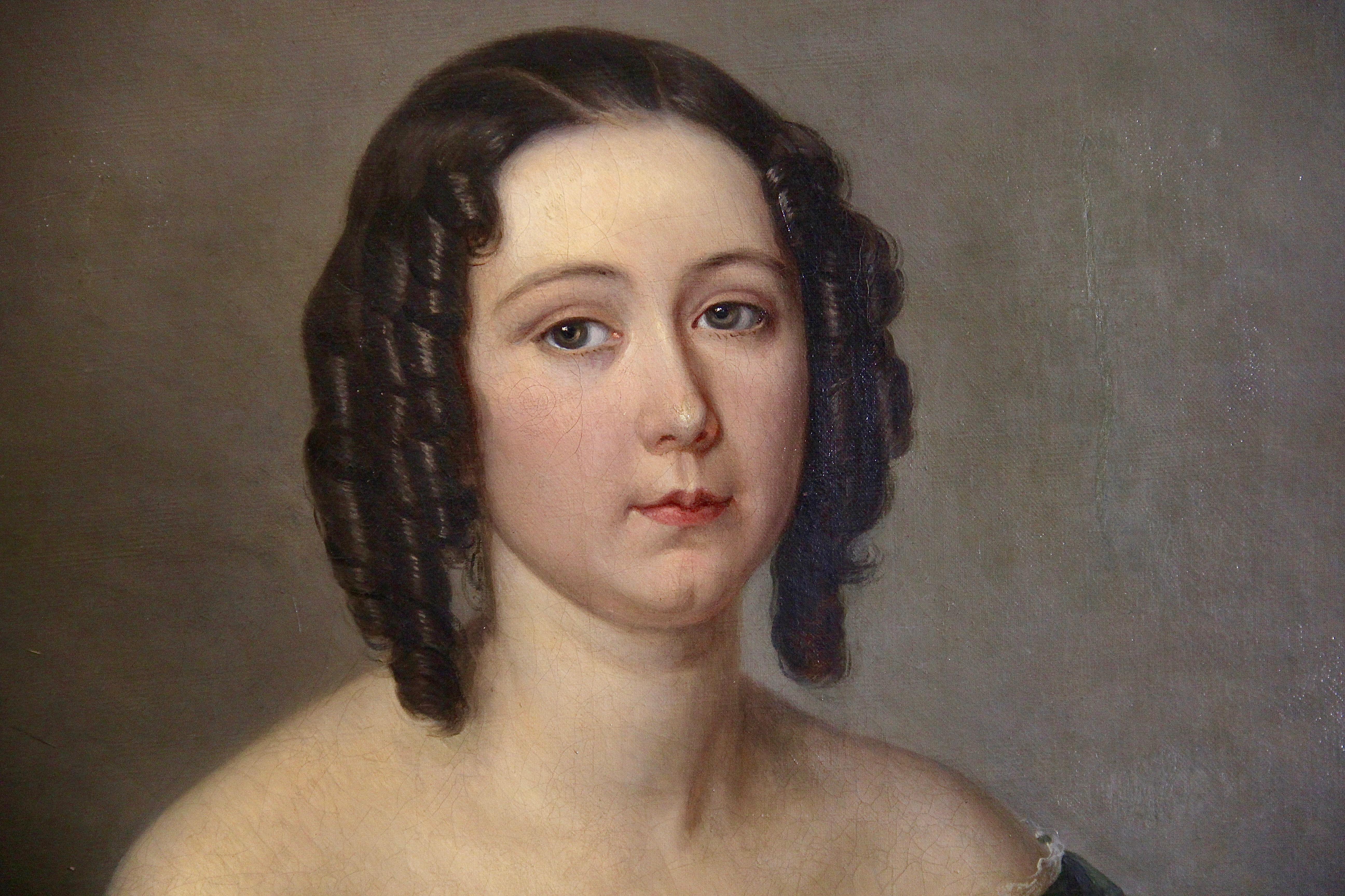 1852 Retrato ovalado de Marie Potonie (Sievers), Pintura al óleo - Painting Romántico de Unknown