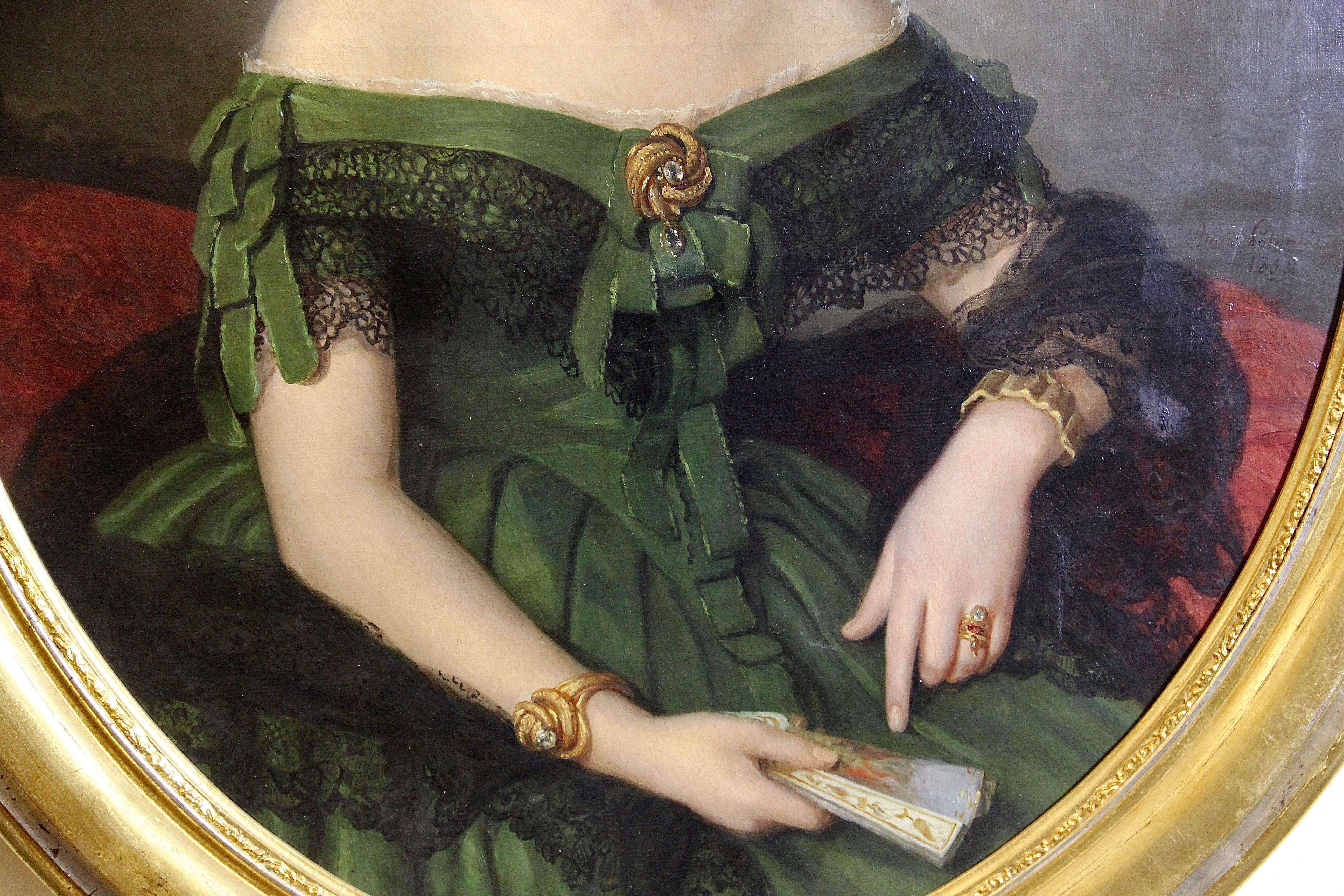 1852 Retrato ovalado de Marie Potonie (Sievers), Pintura al óleo - Portrait Painting Negro de Unknown
