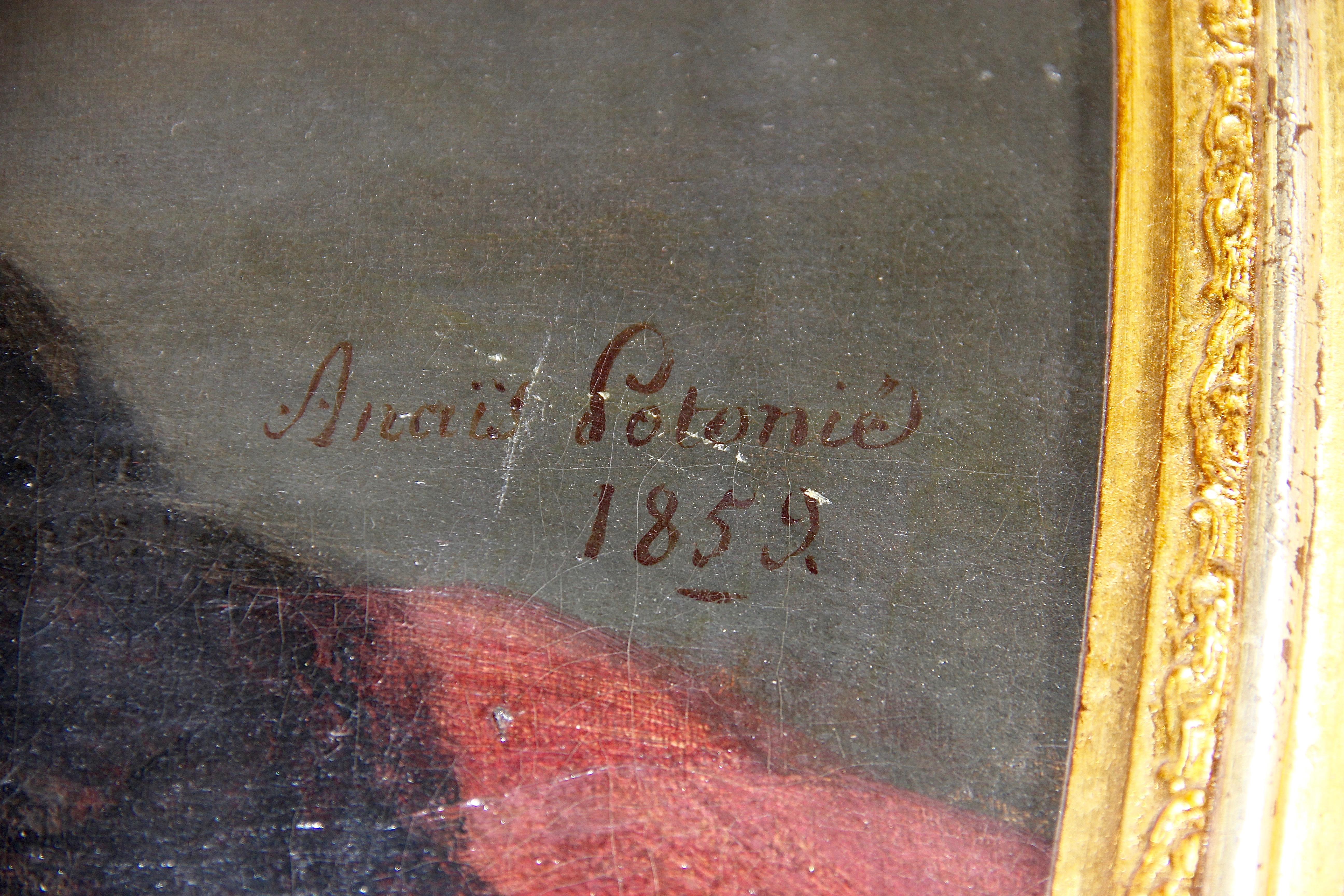 1852 Retrato ovalado de Marie Potonie (Sievers), Pintura al óleo en venta 1