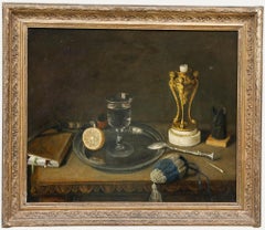 1854 Oil - Still Life with Lemon and Glass