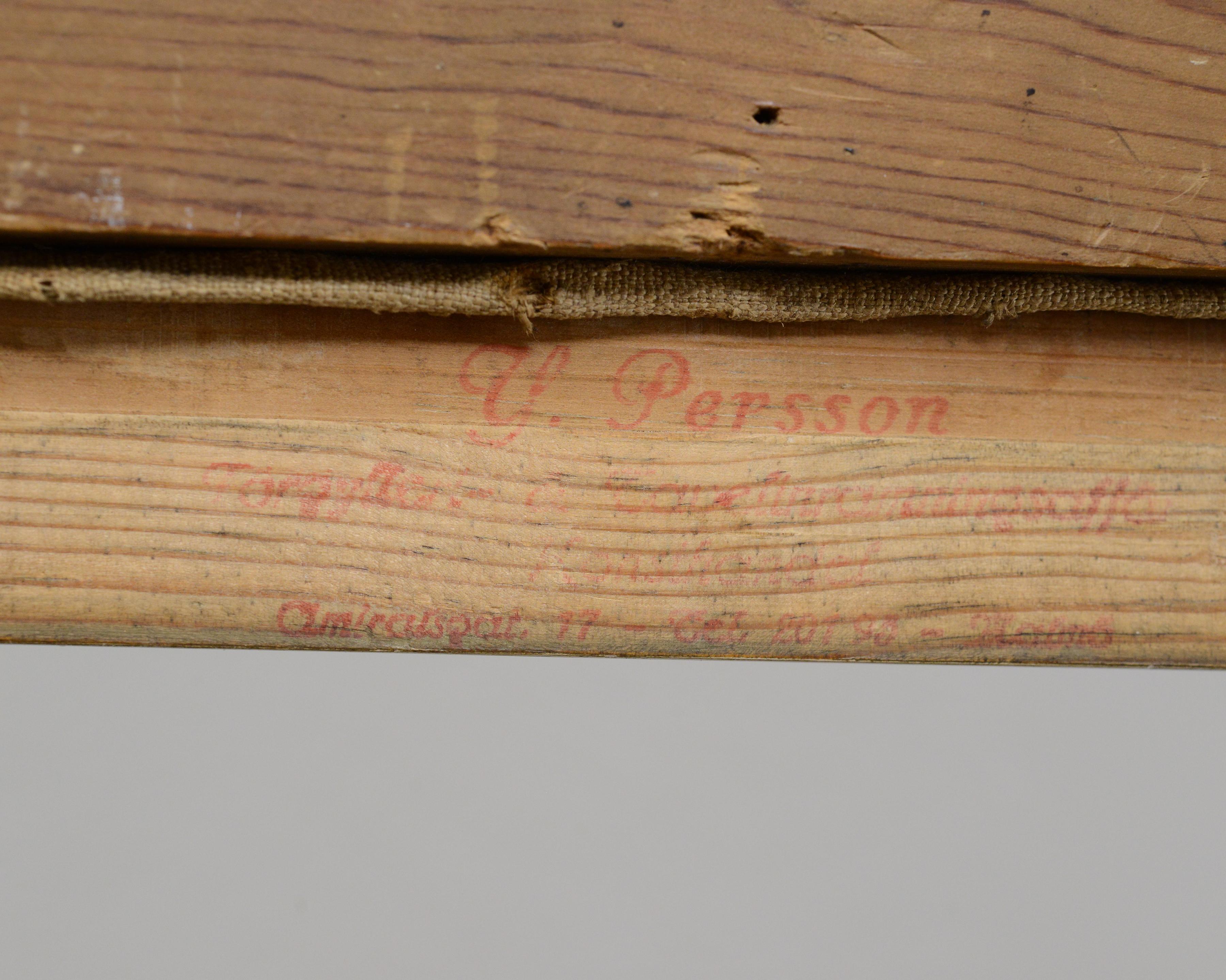 1858 Peinture à l'huile suédoise Scène de famille tendre Mère et Child Child endormi Encadré en vente 7