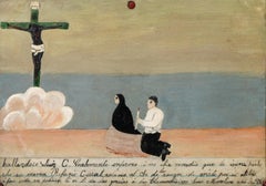 1866 Mexican Ex-Voto Retablo Giving Thanks for Healing, Oil on Tin