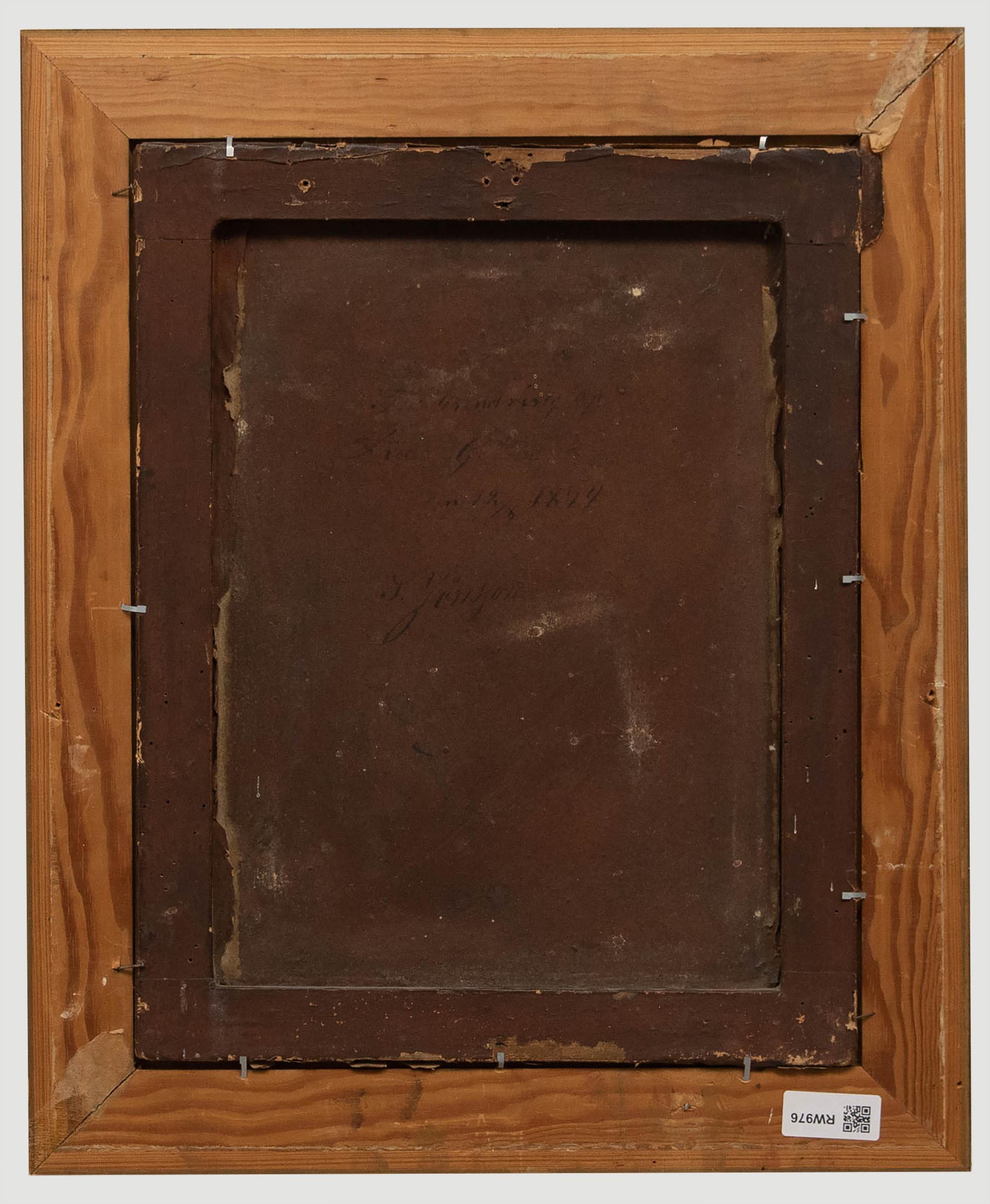 Dated and illegibly signed to the reverse of the board. Presented in a gilt frame. On board.