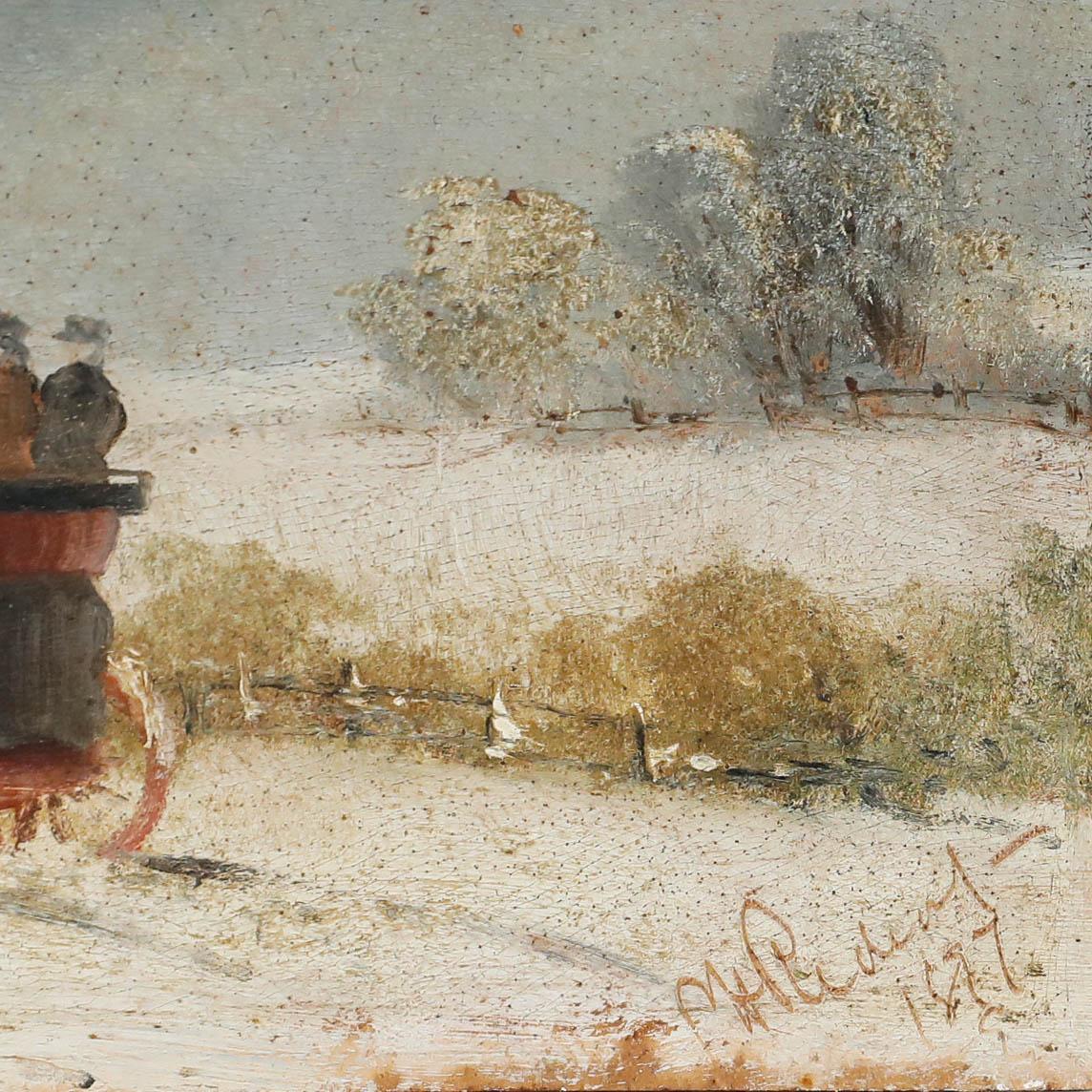 1877 Öl - Die Winterkutsche (Grau), Animal Painting, von Unknown