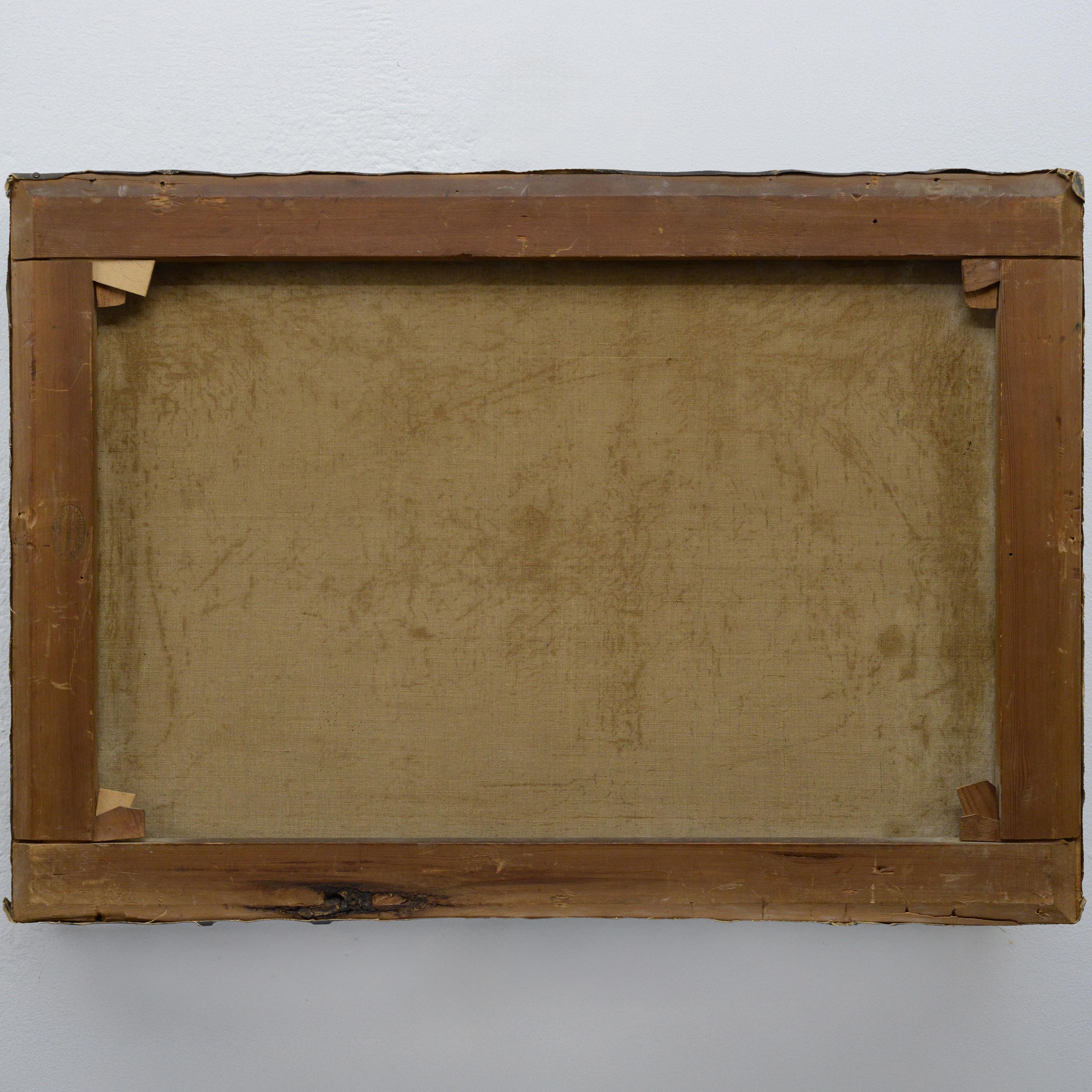 1880 Pintura al óleo pastoral romántica original Río alpino con molino de agua Firmada en venta 2