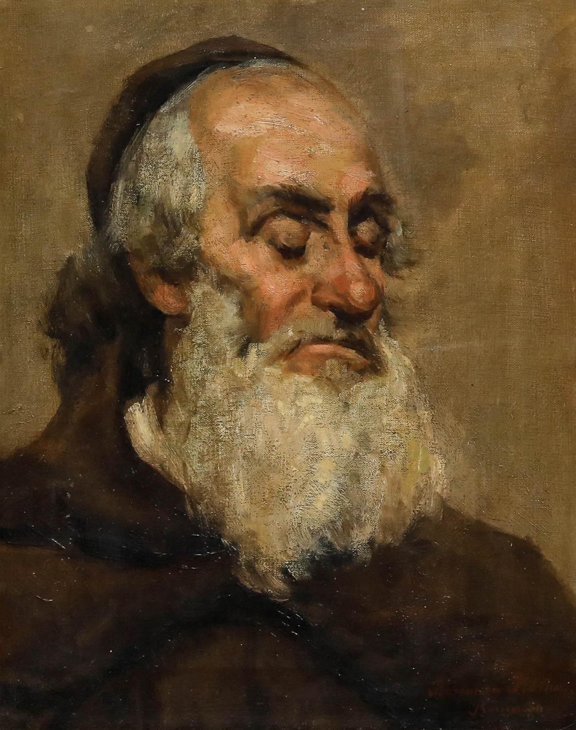 1886 Huile - Portrait d'un moine - Painting de Unknown