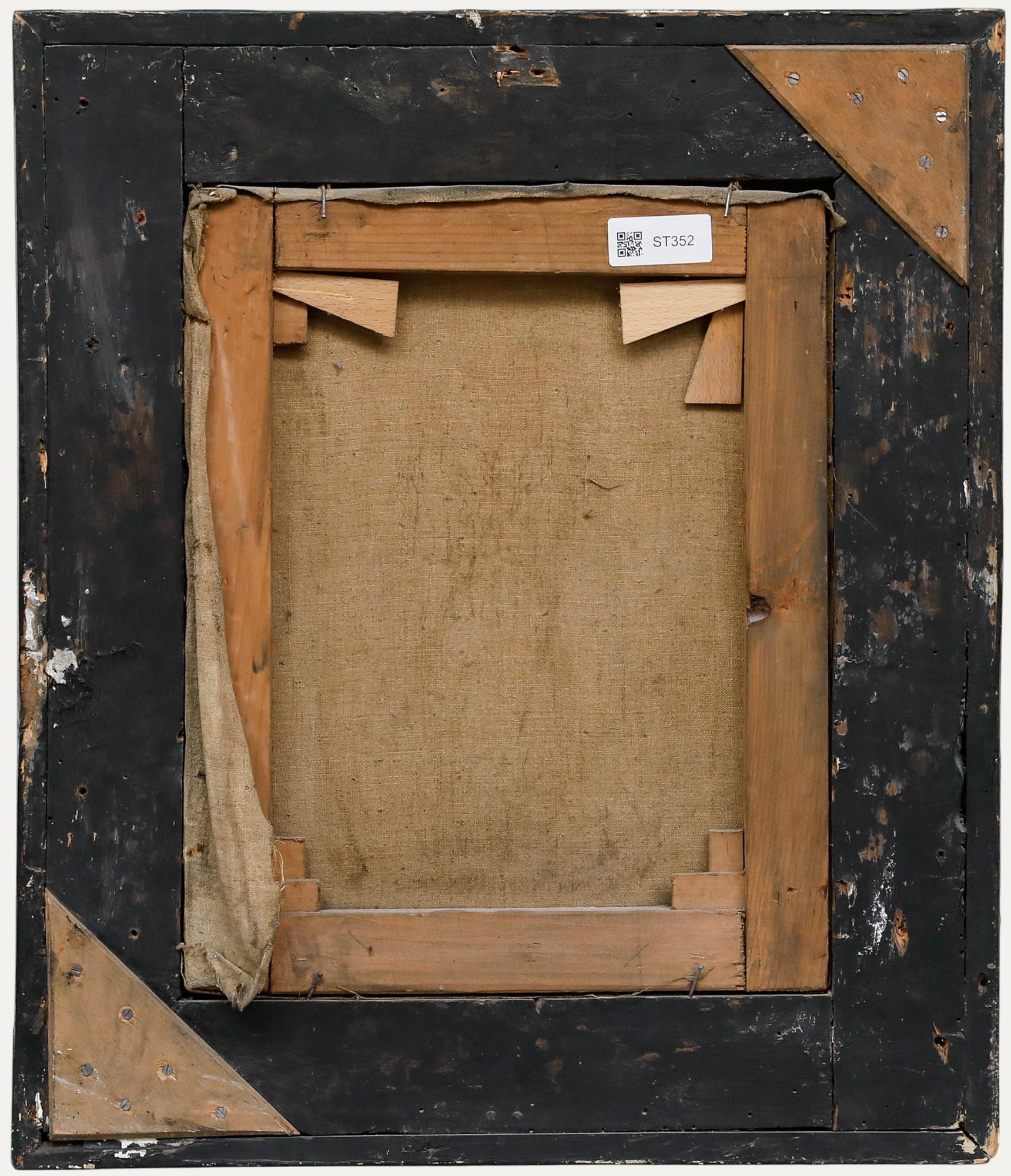 1886 Huile - Portrait d'un moine - Noir Portrait Painting par Unknown