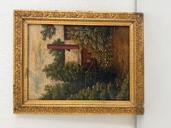 1887 Antique 19 C. American Oil Painting Signed Landscape Shattuck Frame Clamps
