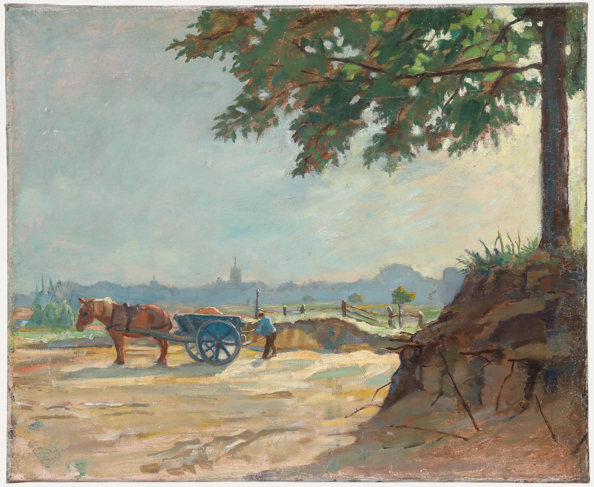 Unknown Landscape Painting - 1889 Oil - Summer Harvest