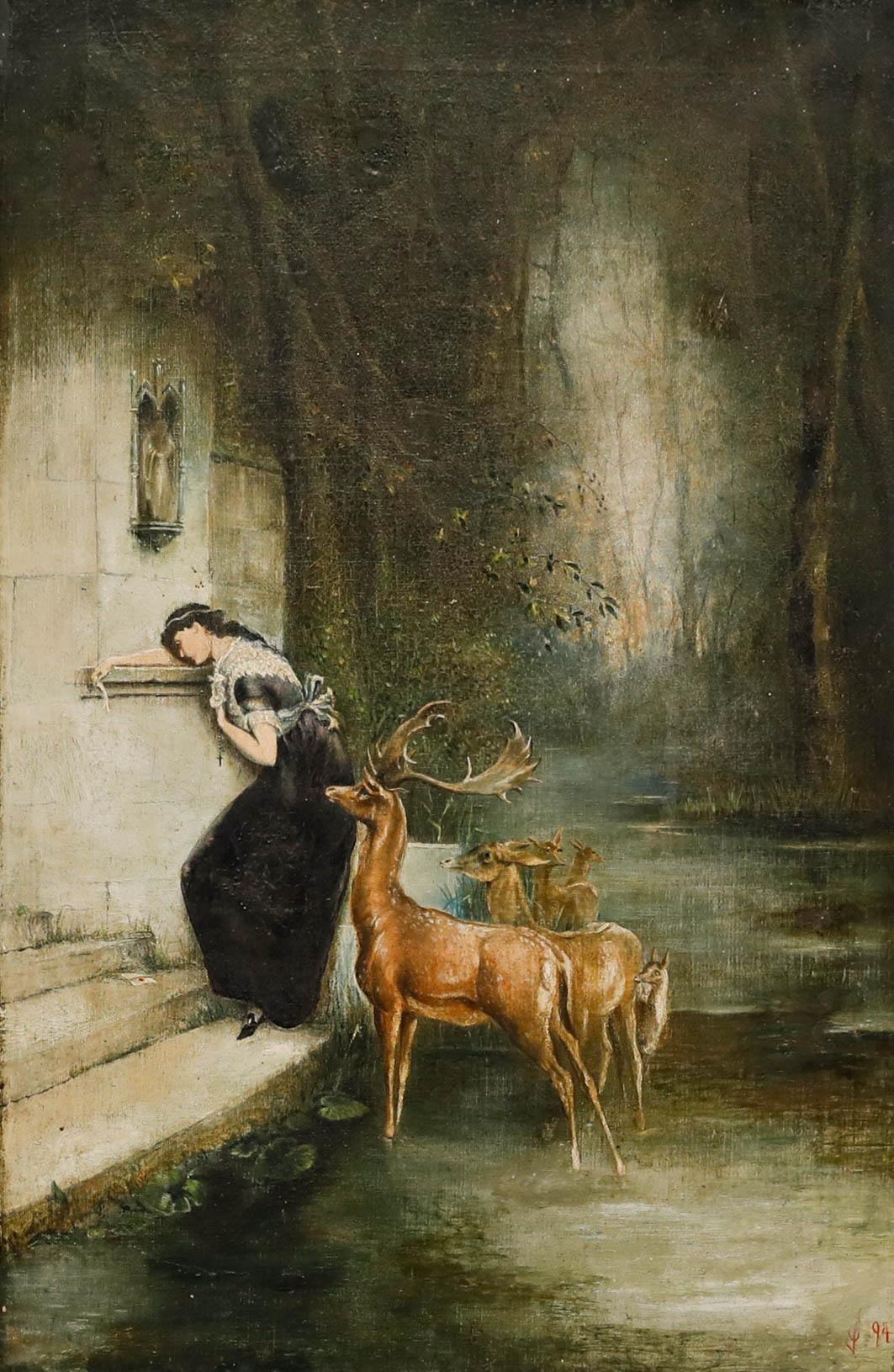 Olio 1894 - La lettera - Painting di Unknown