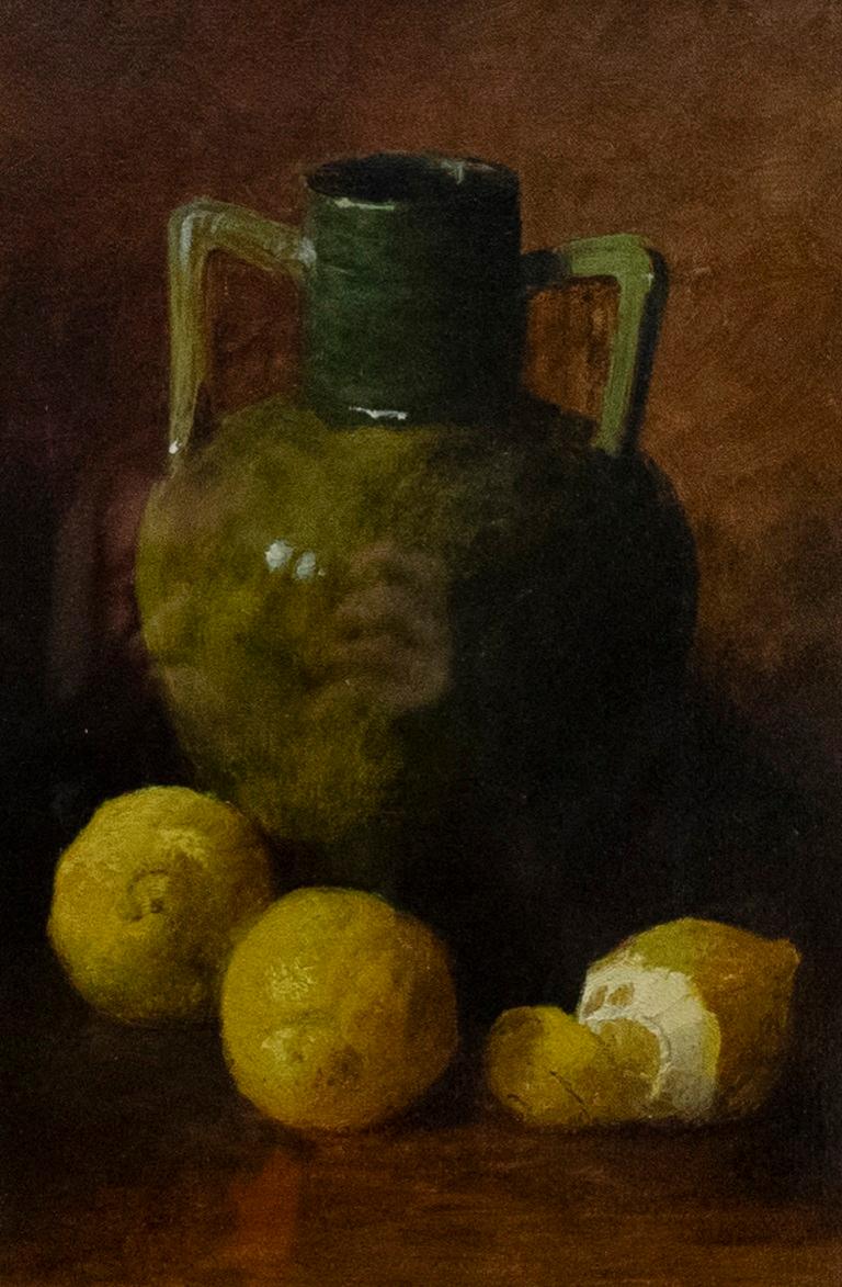 1897 Oil - Lemons and Earthenware - Painting by Unknown