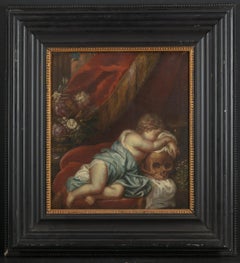 18th C, Late Baroque Style, Still Life, Dutch School, Vanitas Scene with Cherub