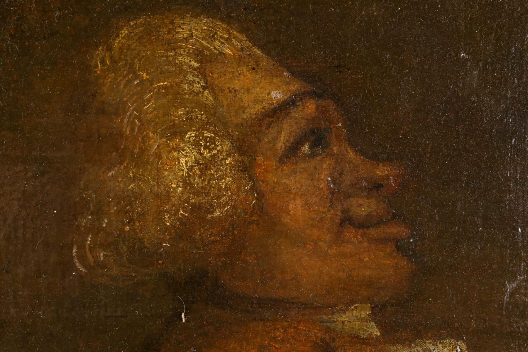 18th c Original Oil on Canvas, Attrib. THOMAS PATCH (UK, 1725-1782) Caricature - Painting by Unknown