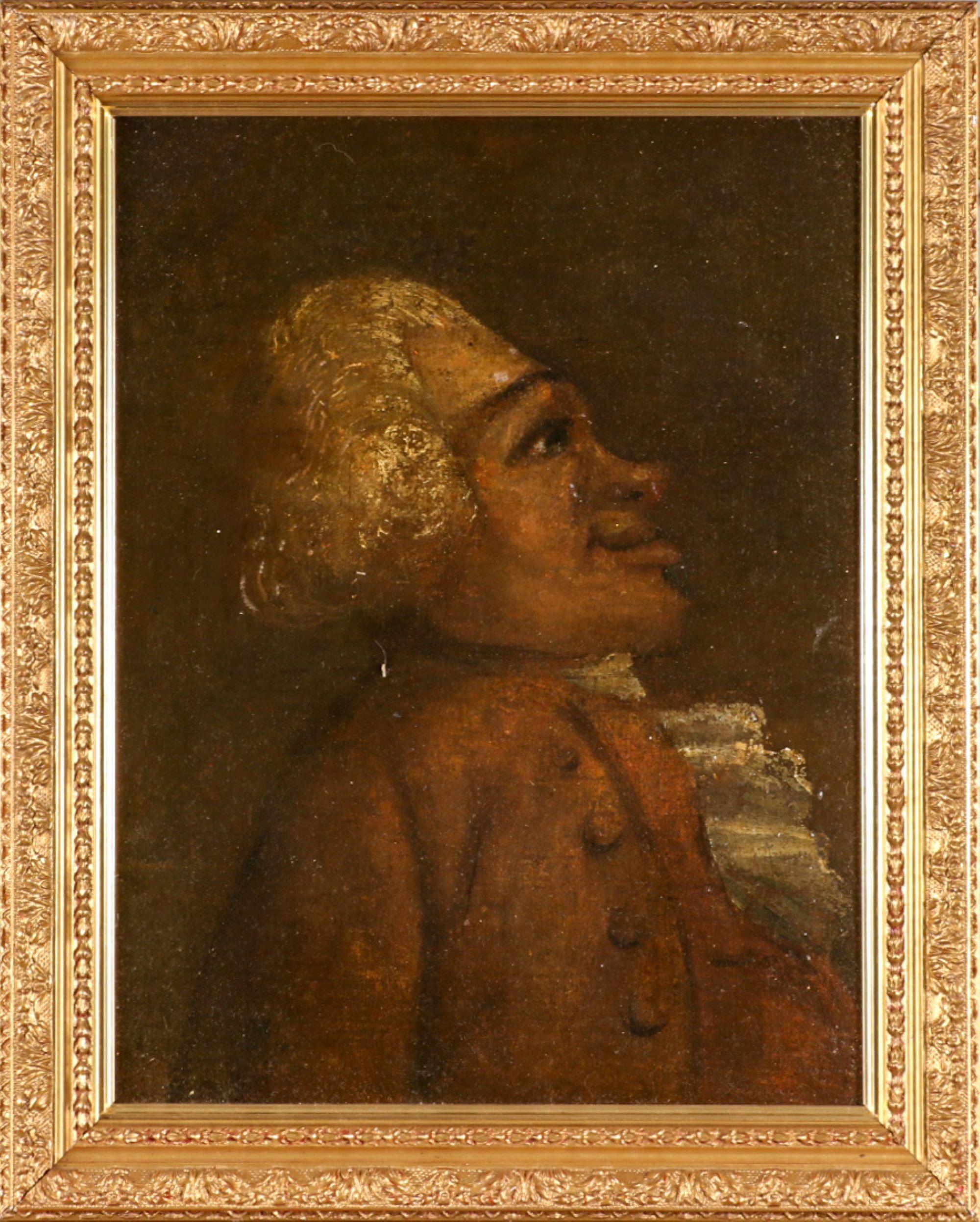 18th c Original Oil on Canvas, Attrib. THOMAS PATCH (UK, 1725-1782) Caricature - Brown Portrait Painting by Unknown