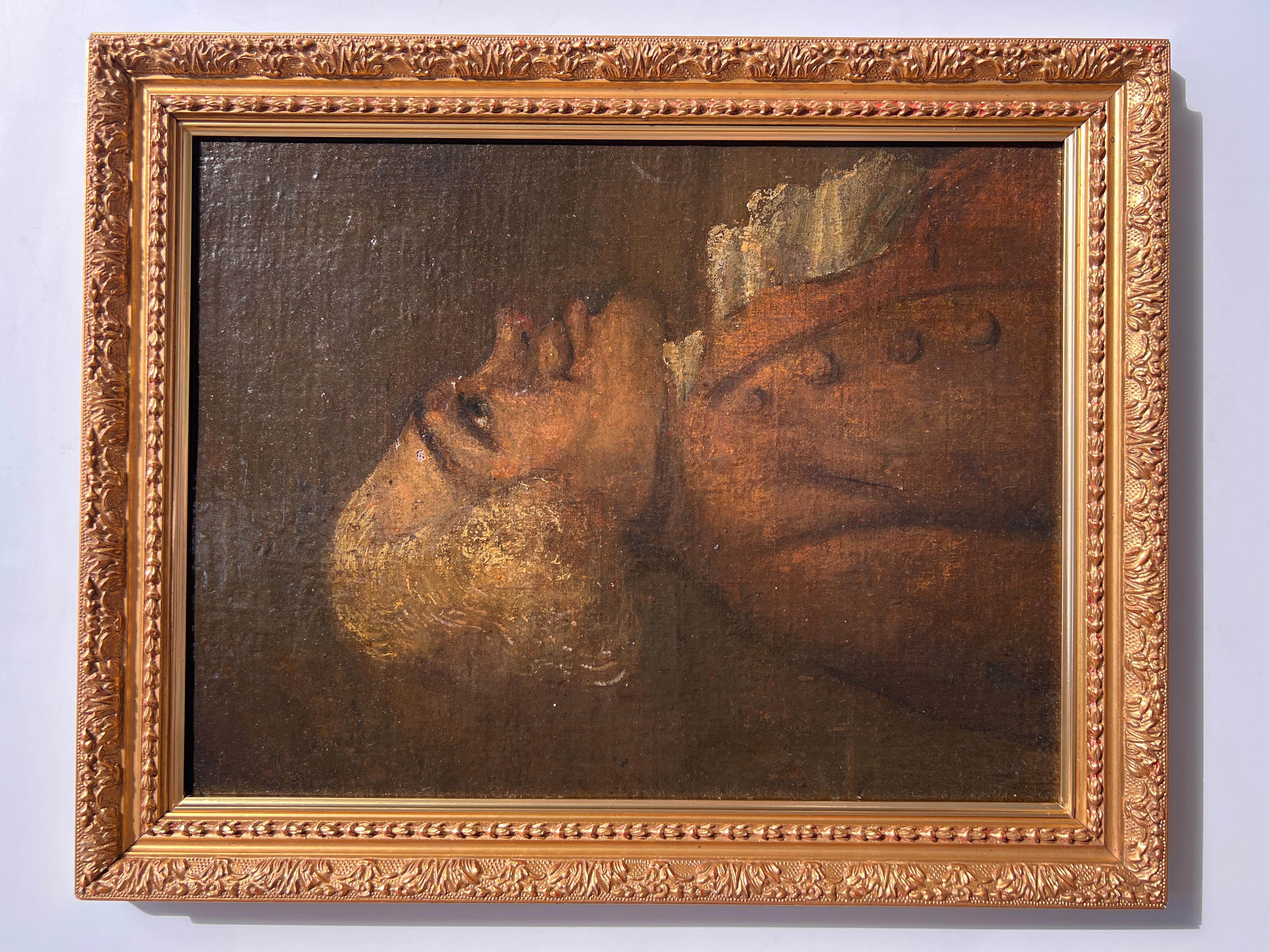 18th c Original Oil on Canvas, Attrib. THOMAS PATCH (UK, 1725-1782) Caricature For Sale 1