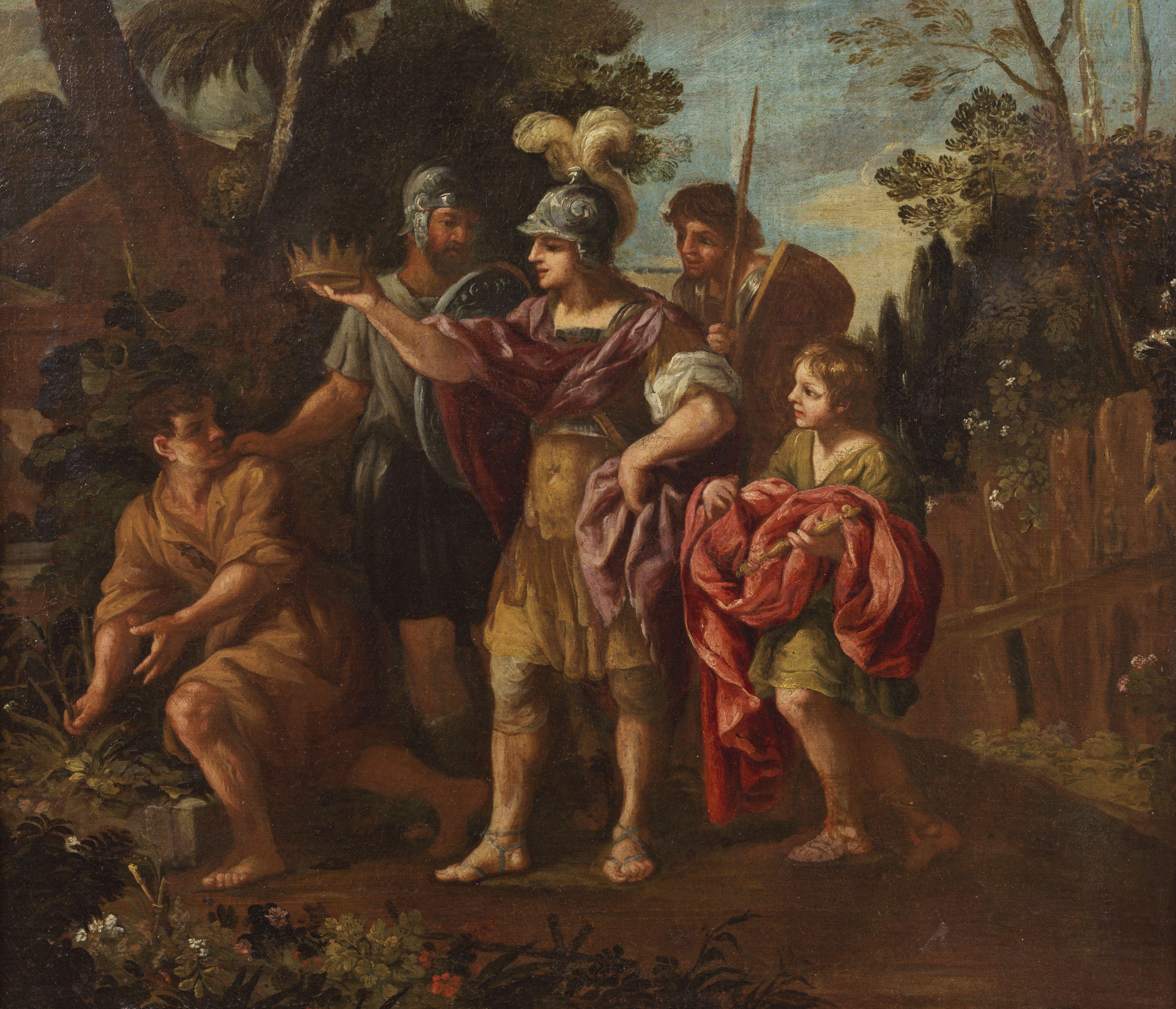 18th Century Biblical Scene Italian School Saint Joseph Oil on Canvas Brown Gold - Painting Scuola italiana di Unknown