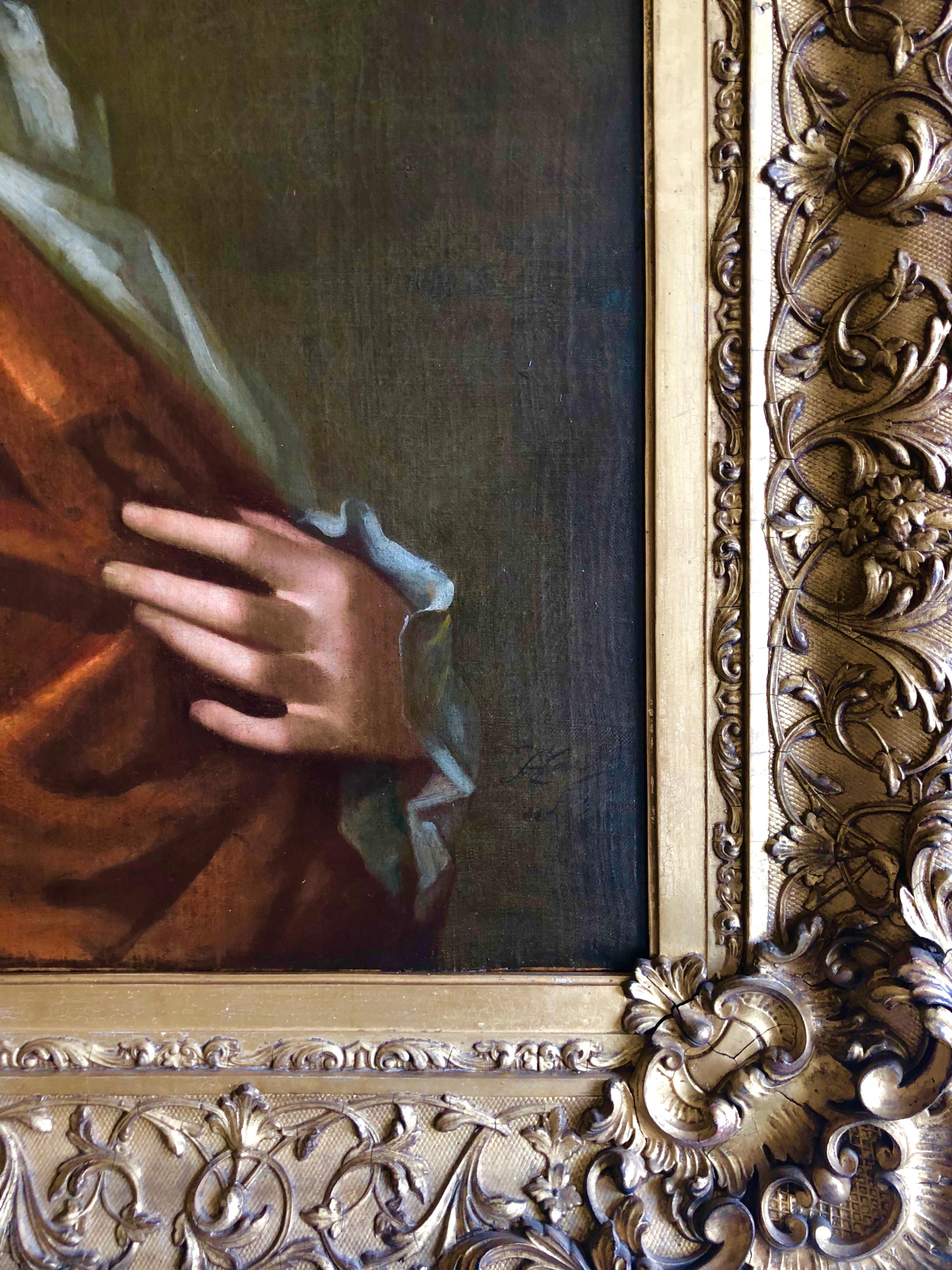 18th Century British Oil Portrait Painting by Unknown Artist - Brown Interior Painting by De Haan 