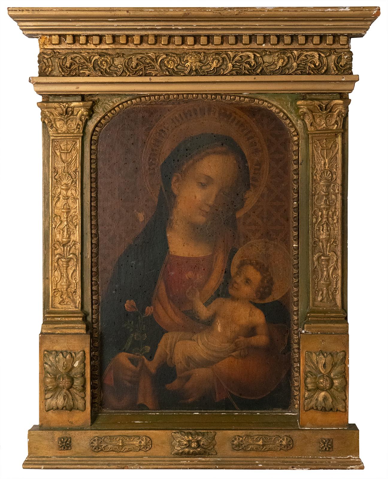 Figurative Painting de Unknown - Madonna 
Child continental del siglo XVIII
