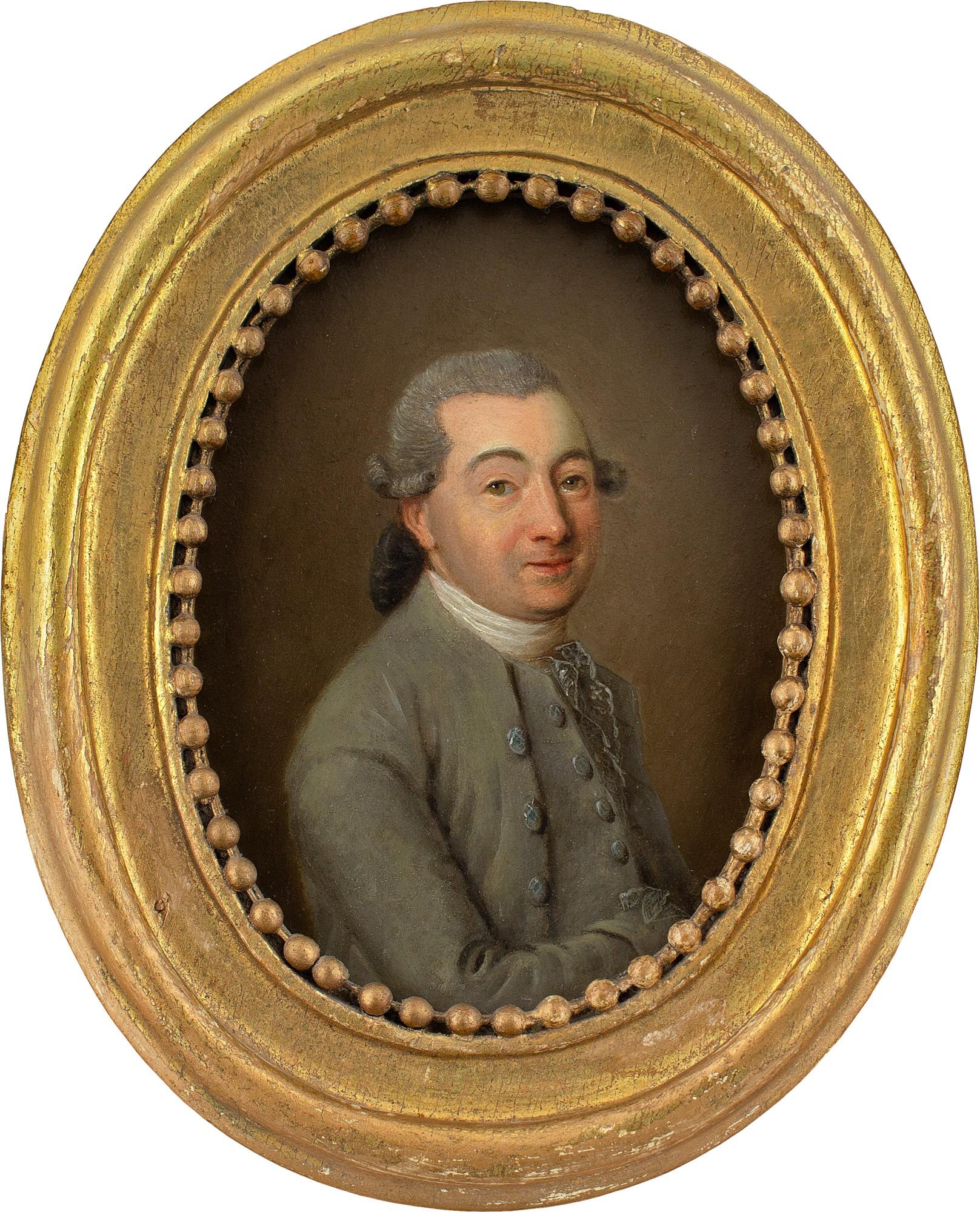 Unknown Portrait Painting - 18th-Century Danish School, Miniature Portrait Of A Gentleman