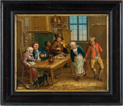 18th century Dutch figure painting - Interior Tavern - Oil on canvas Flemish