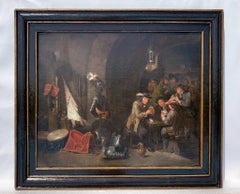 18th century Dutch interior painting - Card players Soldiers - Oil on canvas