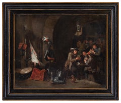 18th century Dutch interior painting - Card players Soldiers - Oil on canvas