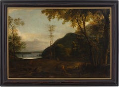 18th Century Dutch Landscape Painting, Landscape With River, Wayfarer 
Dog