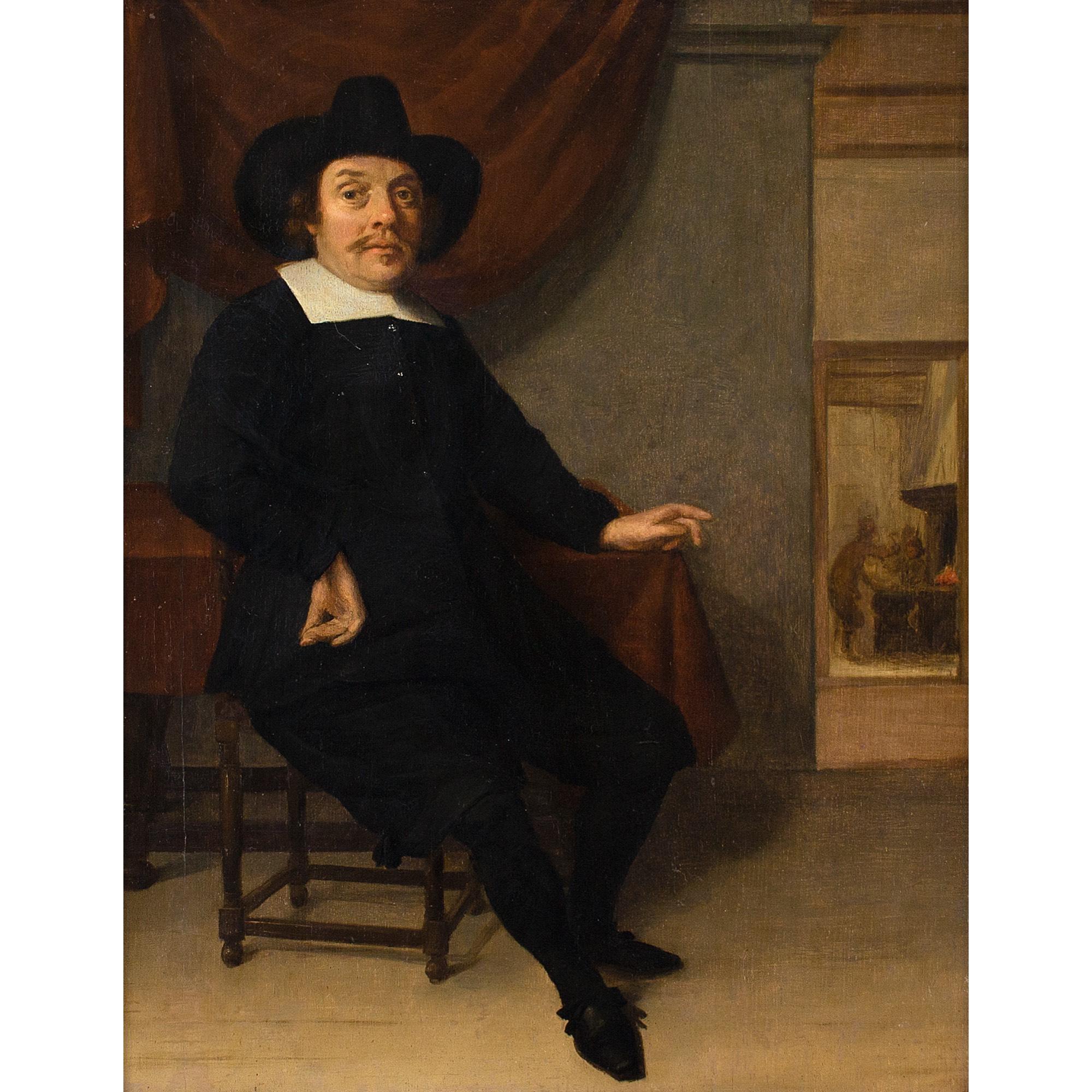 18th-Century Dutch School, Portrait Of A Seated 17th-Century Gentleman - Painting by Unknown