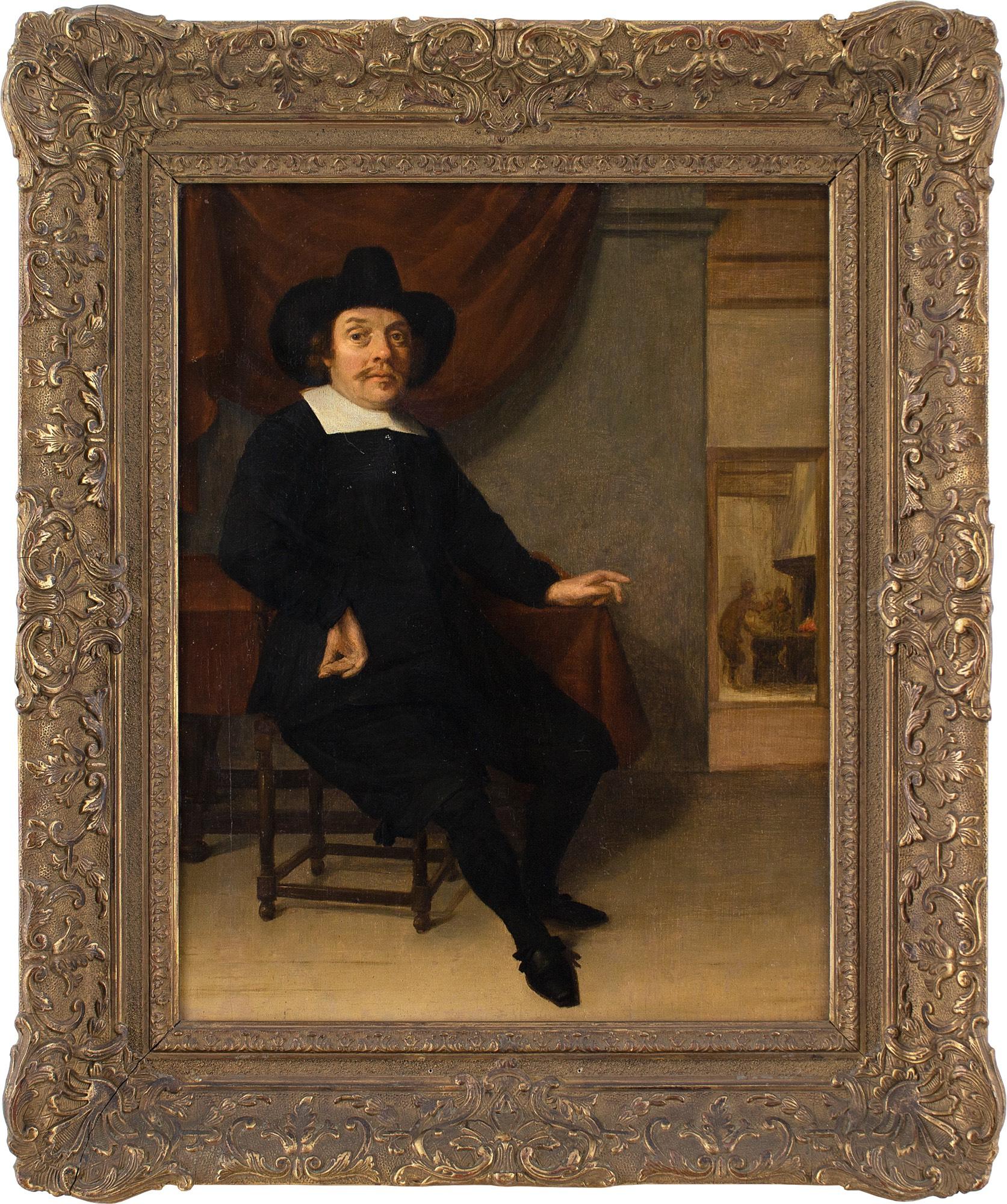 Unknown Interior Painting - 18th-Century Dutch School, Portrait Of A Seated 17th-Century Gentleman