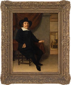 Antique 18th-Century Dutch School, Portrait Of A Seated 17th-Century Gentleman