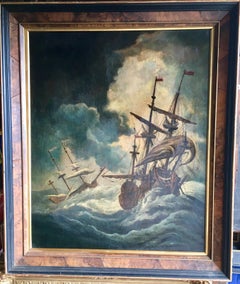 Niederländische Kriegsschiffe aus dem 18. Jahrhundert in rauen Seen