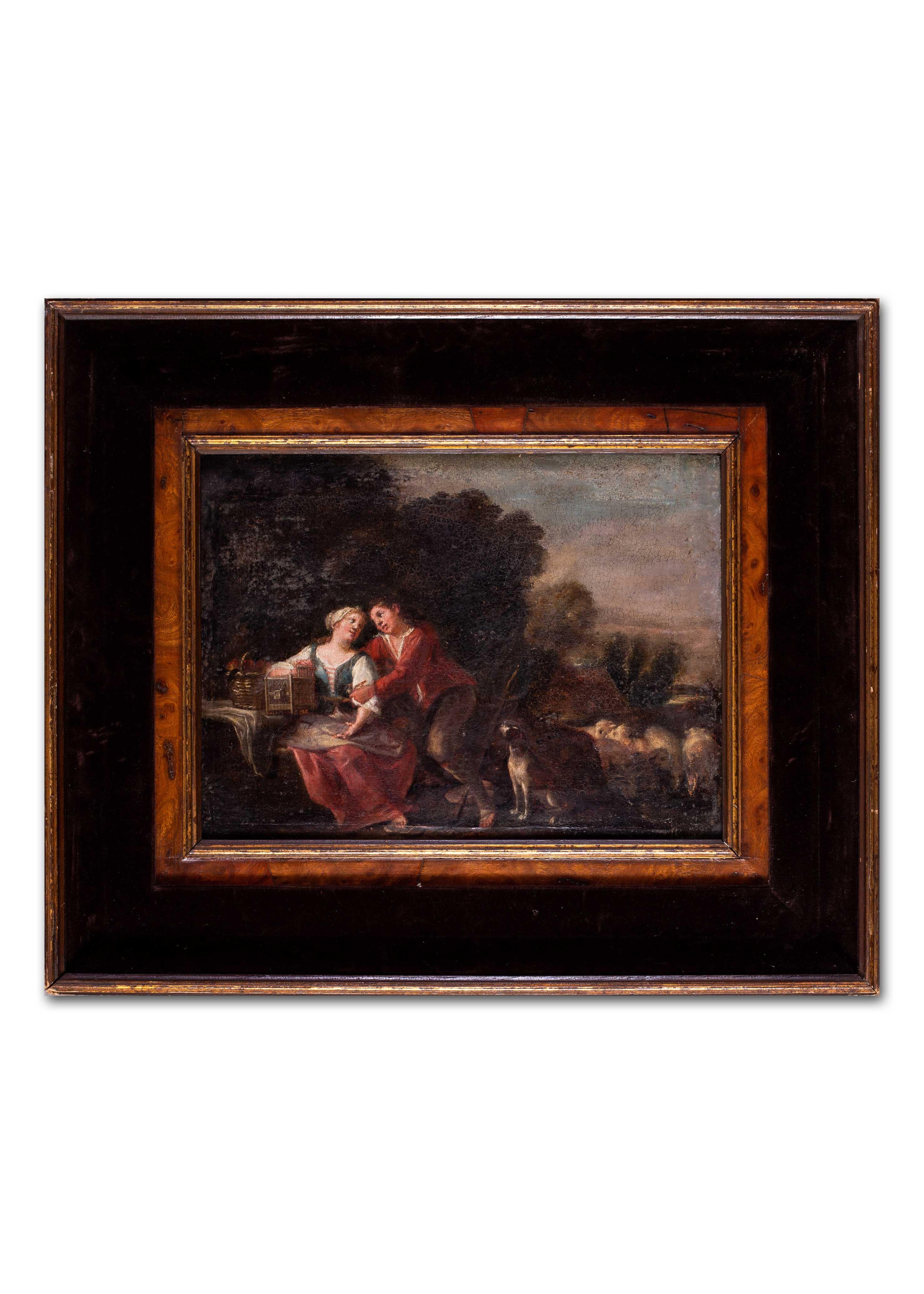 Unknown Figurative Painting - 18th Century English school oil painting of lovers